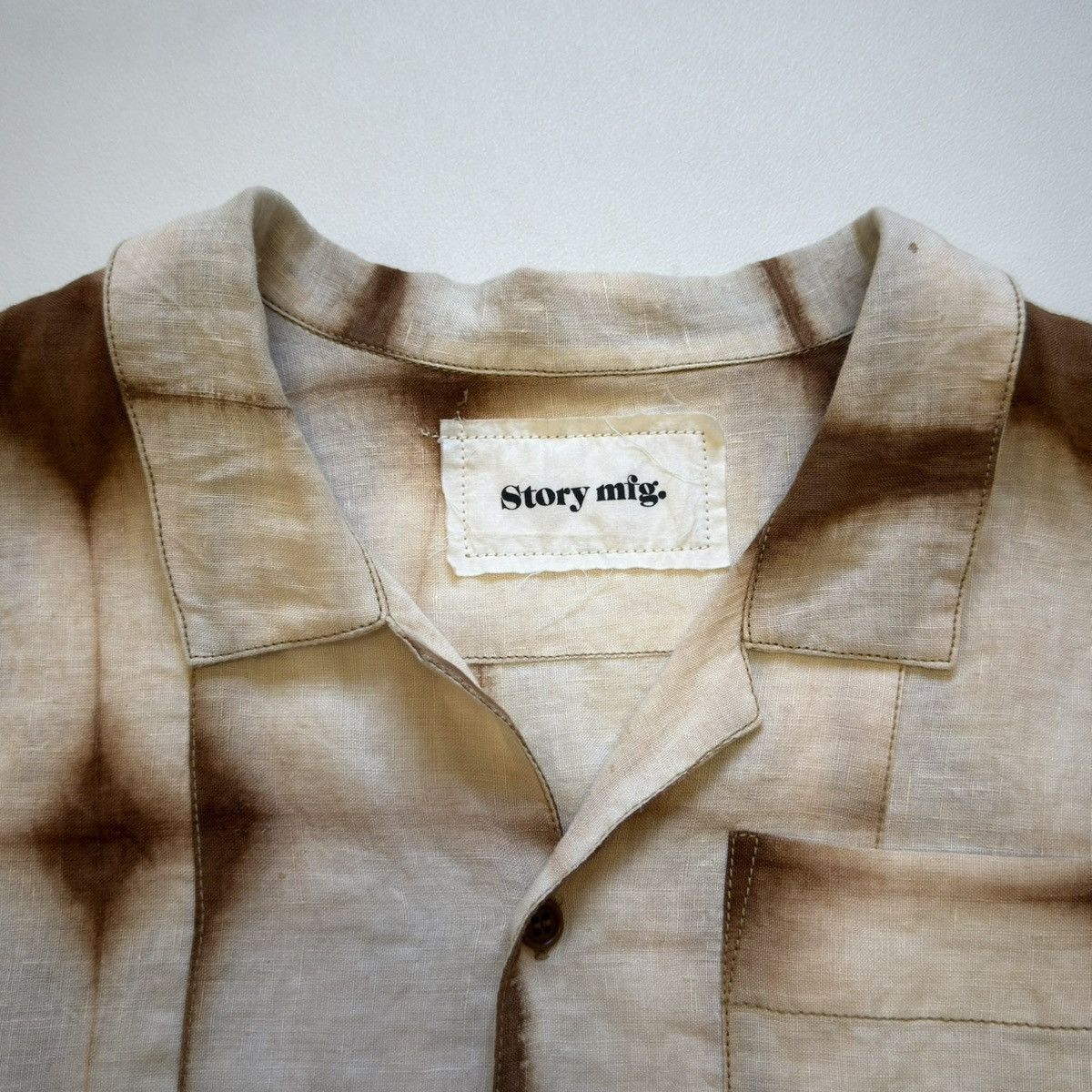 Story Mfg. Brown/Cream ‘Peace Tie Dye’ Shirt Size US XL / EU 56 / 4 - 6 Thumbnail