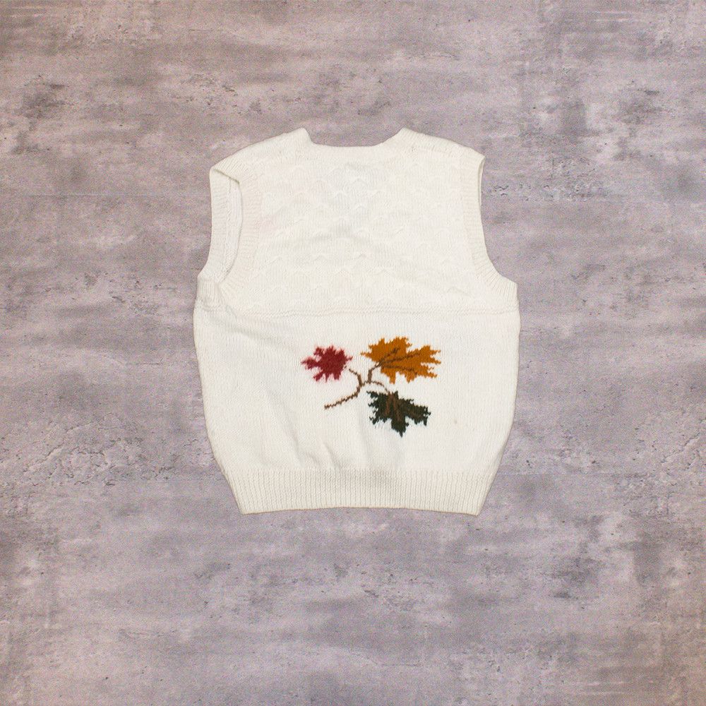 Japanese Brand Vintage VTG 1980's 80's Leave Alpaca Wool Cream Sweater Vest Size US S / EU 44-46 / 1 - 2 Thumbnail