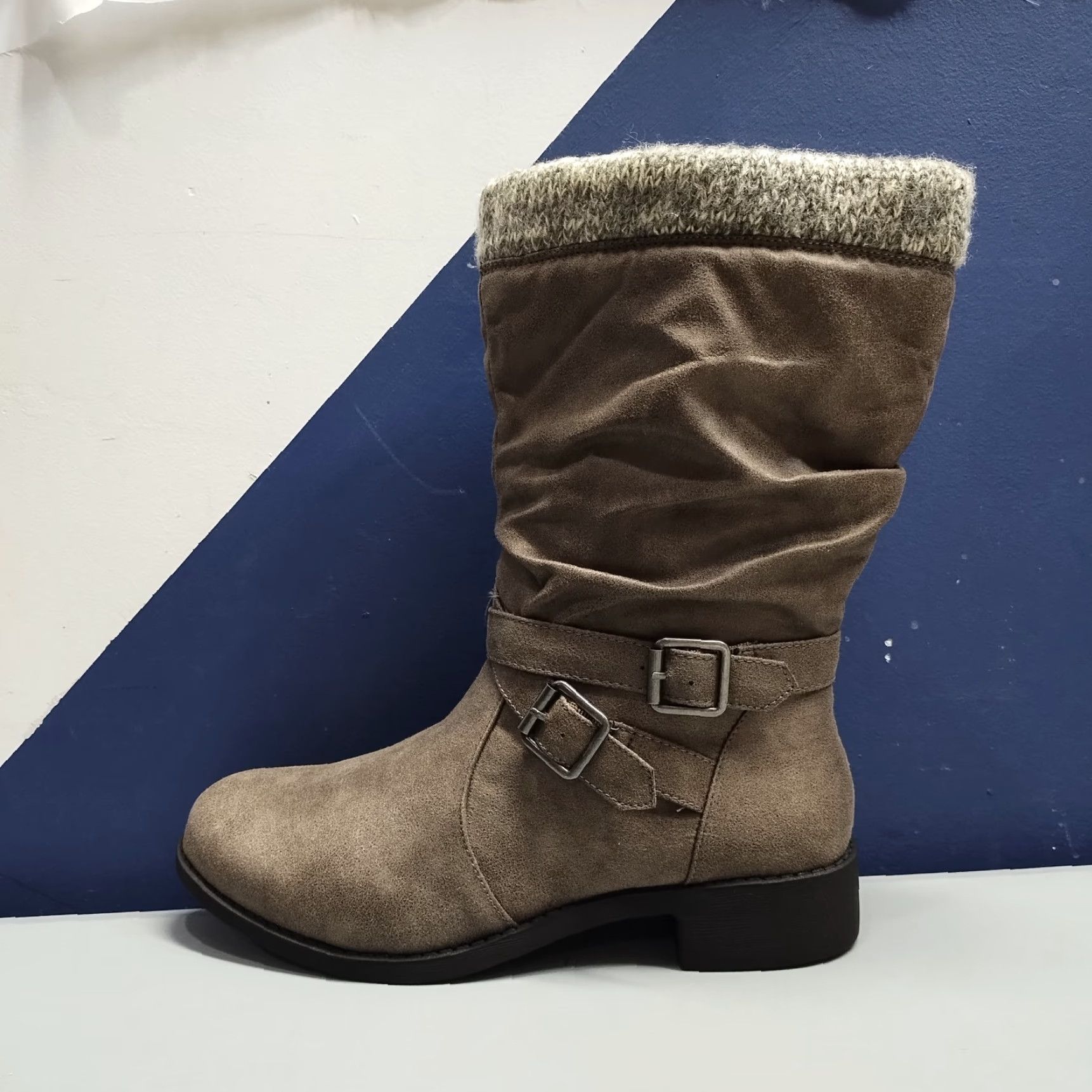 Torrid Torrid Boots Womens Size 9 Gray Almond Toe Mid-Calf Bootie Moto Sweater Trim Shoes Size M / US 6-8 / IT 42-44 - 5 Thumbnail