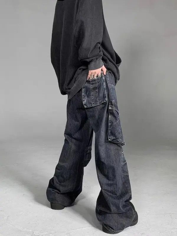 Japanese Brand × Jean Retro Heavy Industry Big Pocket Workwear Wide Leg Jeans Size US 32 / EU 48 - 3 Thumbnail