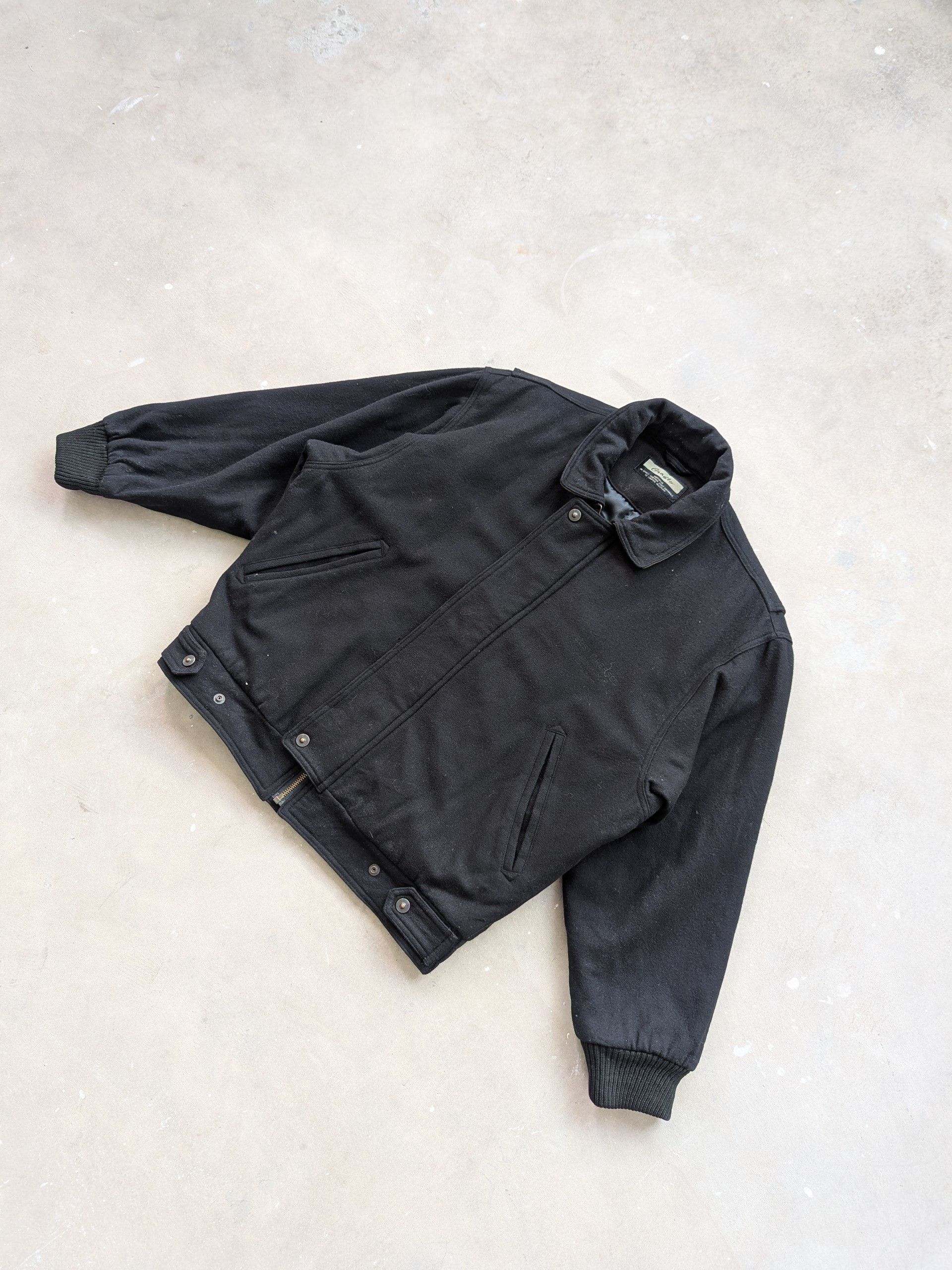 Japanese Brand Vintage Wool Bomber Jacket Plain Black Size US M / EU 48-50 / 2 - 2 Thumbnail
