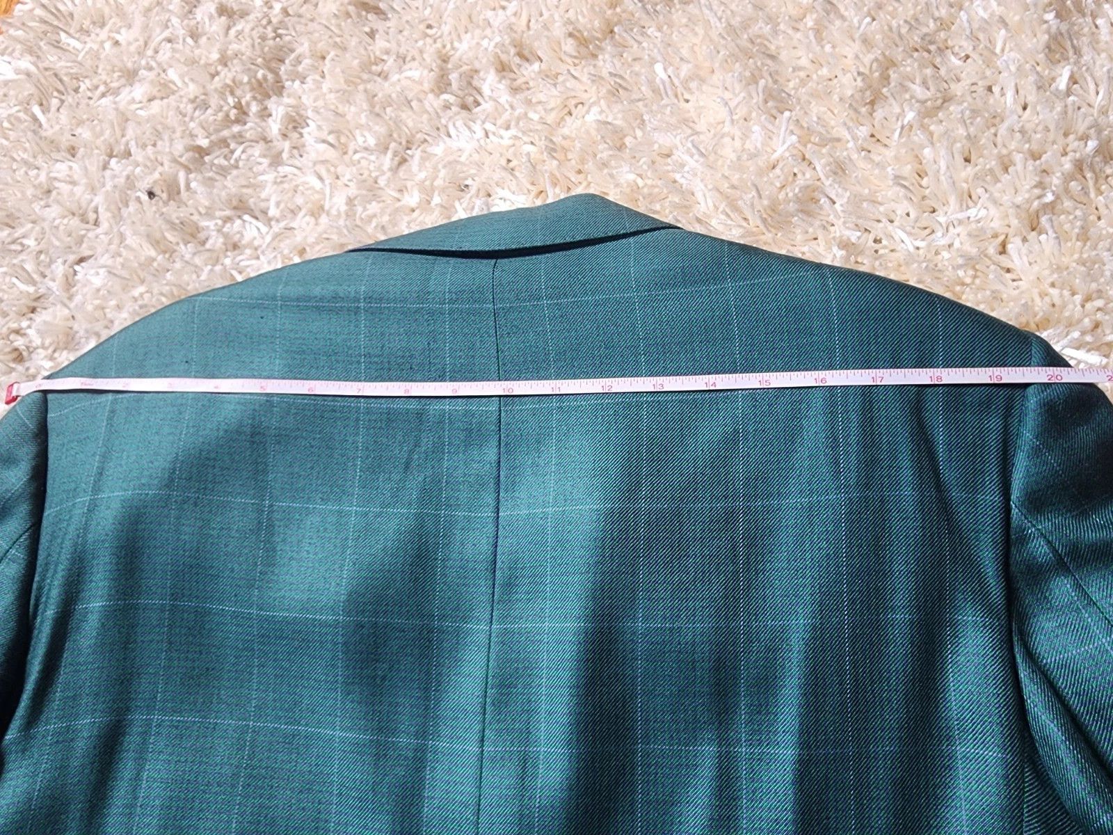 Oxxford Clothes Oxxford Clothes Sportcoat 44R Houndstooth Windowpane Green Size 44R - 6 Thumbnail