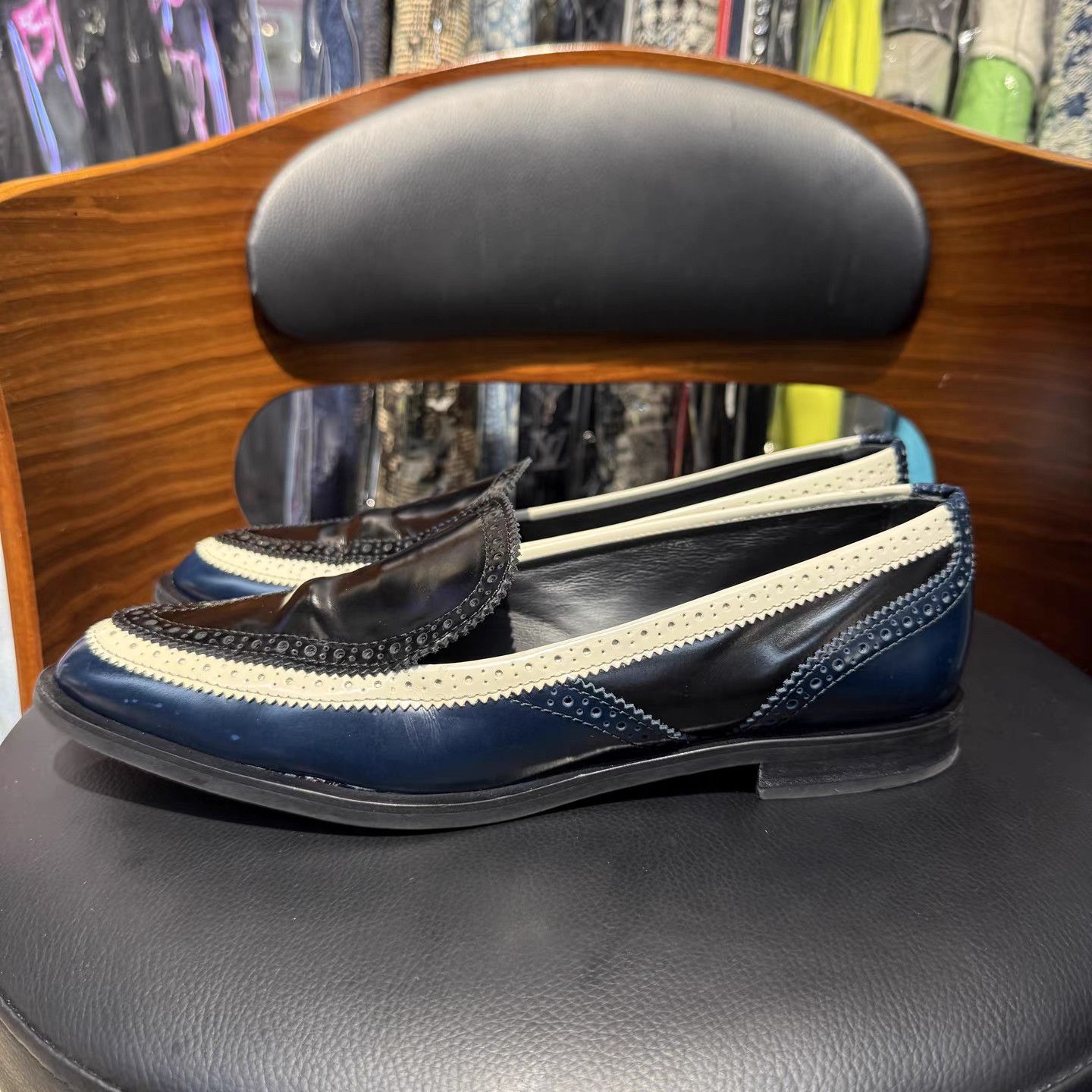 Tod's Tods Black & Blue Color Block Loafers K15 Size US 9 / IT 39 - 6 Thumbnail