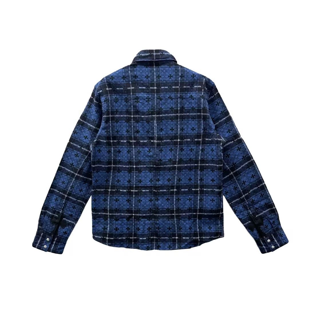 Chrome Hearts Chrome Hearts LOOSE END Blue Monogram Cross Flannel Shirt Size US M / EU 48-50 / 2 - 2 Thumbnail