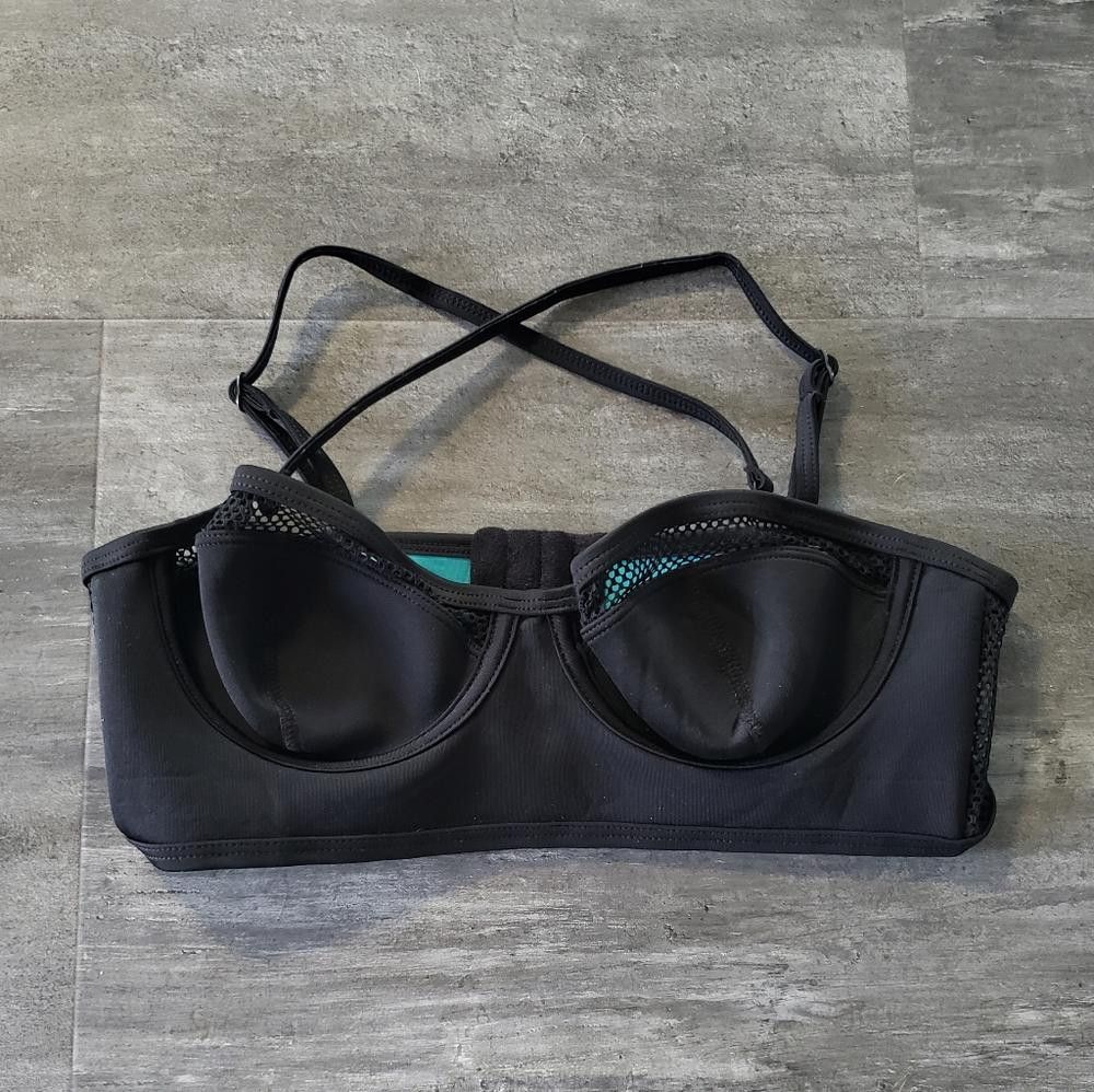 Kendall And Kylie Black Neoprene K&K Mesh Bustier Bikini Top Size ONE SIZE - 1 Thumbnail
