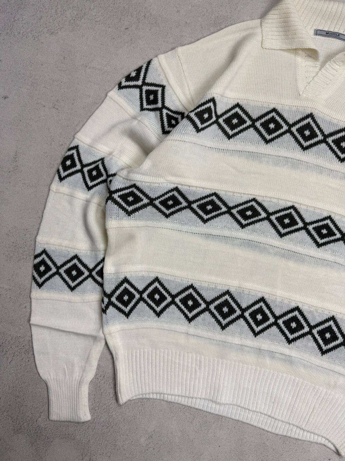Vintage Vintage Knit Polo Sweater Classic Geometric Diamond Size US M / EU 48-50 / 2 - 4 Thumbnail