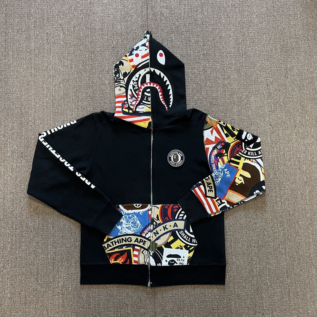 Bape Bape Multiple Logo Shark Hoodie | Grailed