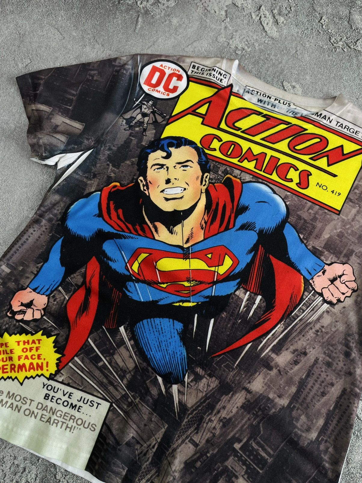 Marvel Comics Vintage Super Man Action DC Comics Over Print Men’s Shirt Size US XL / EU 56 / 4 - 2 Thumbnail