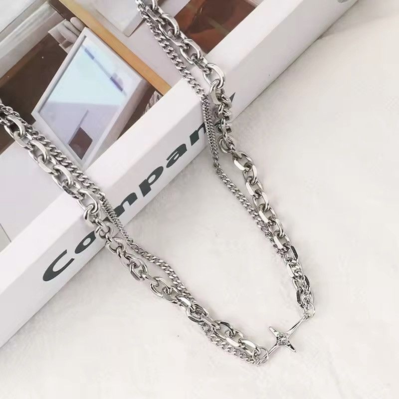 Jewelry Double Chain Cross Necklace Size ONE SIZE - 5 Thumbnail