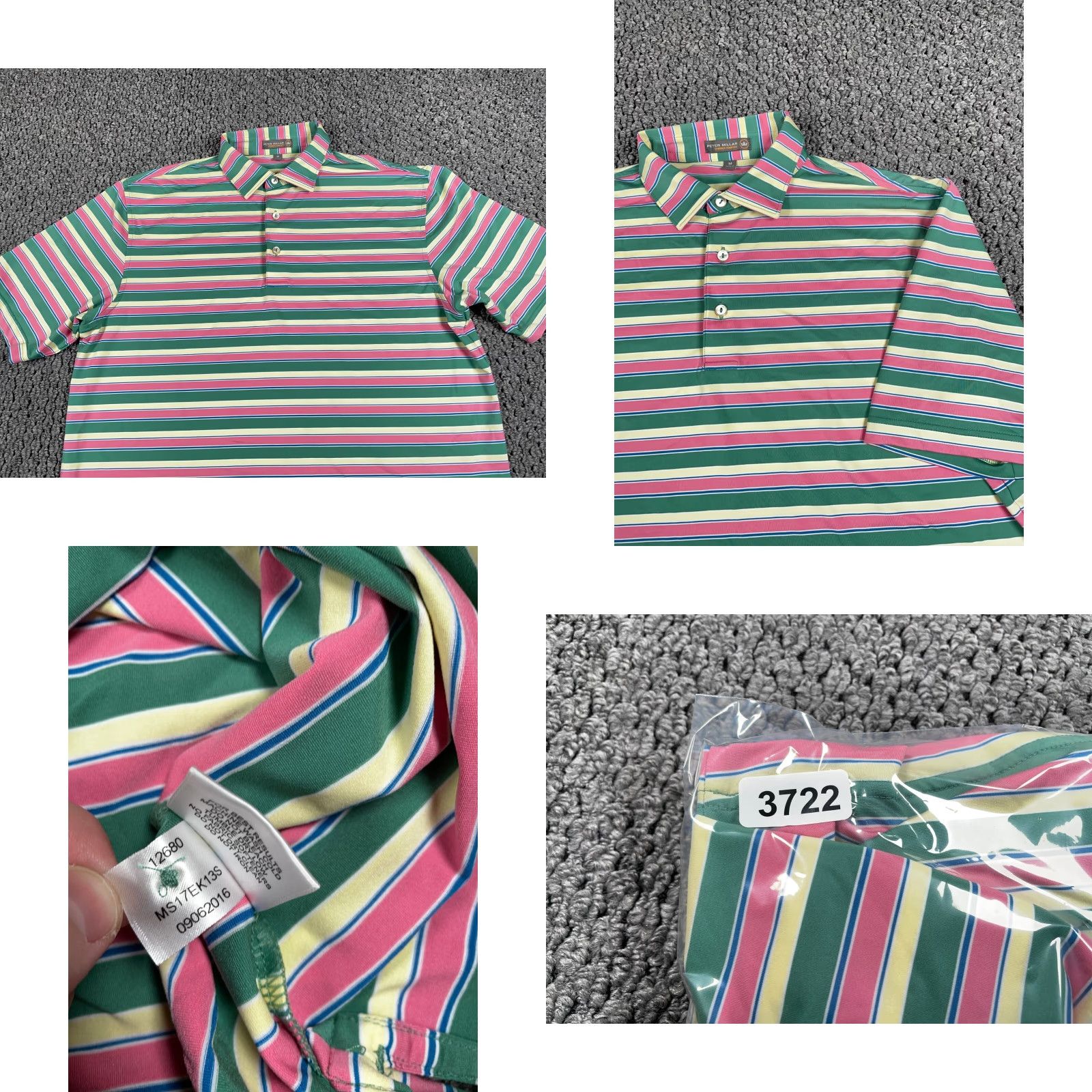 Peter Millar Peter Millar Summer Comfort Polo Shirt Adult Medium Pink Green Striped Stretch Size US M / EU 48-50 / 2 - 8 Thumbnail