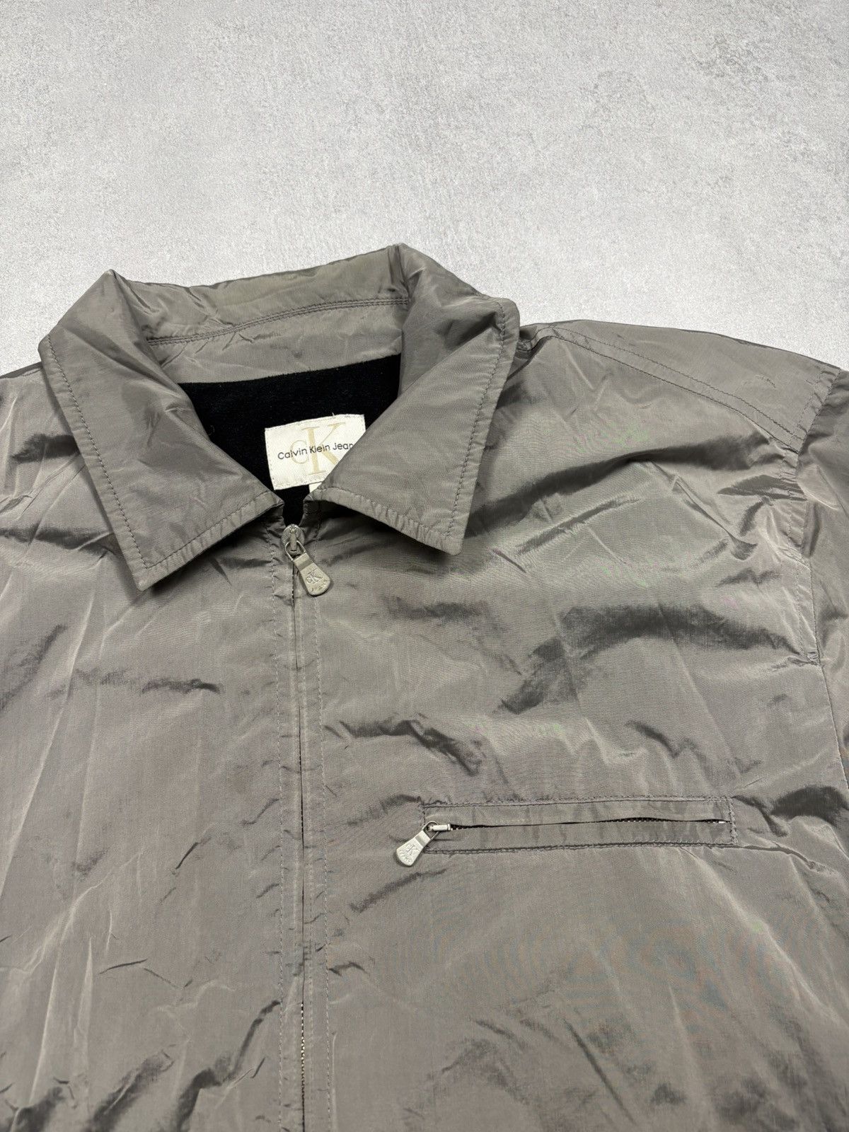 Calvin Klein Calvin Klein Jeans Nylon Metal Silver Jacket Vintage 00s Y2K Size US M / EU 48-50 / 2 - 4 Thumbnail
