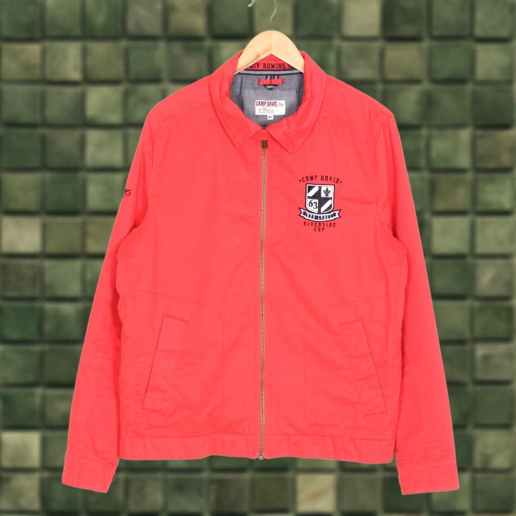 Vintage CAMP DAVID Jacket Men Size M/L MJ6527 Bomber Jacket Casual, Travel, All Seasons, Regular, Pink Red, Cotton Twill, Zip, Logo, Vintage No Size US M / EU 48-50 / 2 - 1 Thumbnail