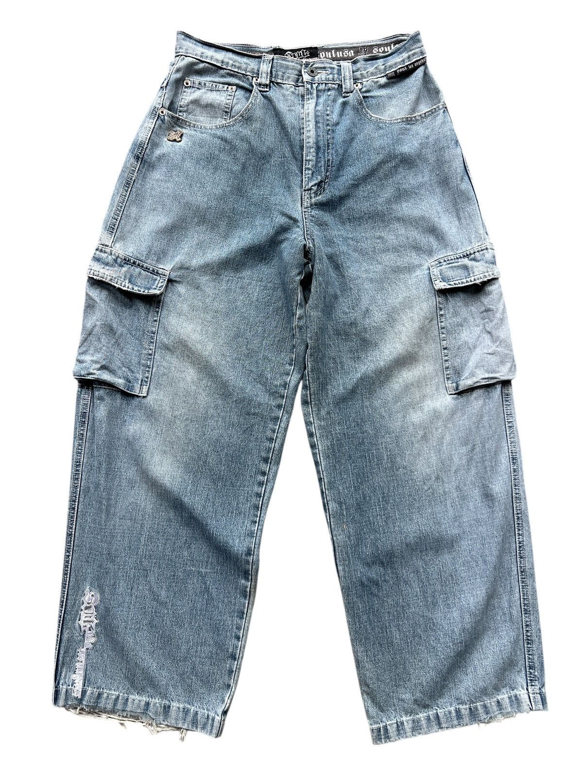 Japanese Brand Y2K Los Angeles Soul Distressed Wide Baggy Pants Size US 31 - 2 Thumbnail