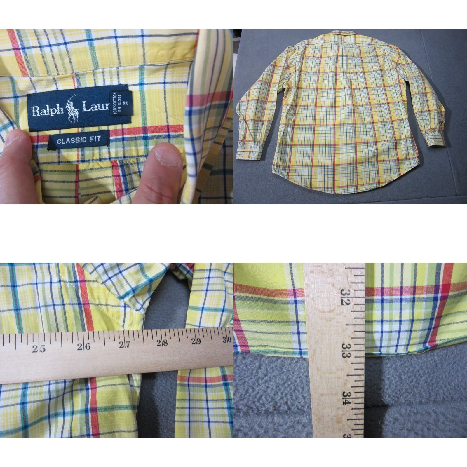 Ralph Lauren Ralph Lauren Shirt Mens XL Yellow Plaid Classic Fit Long Sleeve Logo Button Down Shirt Size US XL / EU 56 / 4 - 8 Thumbnail