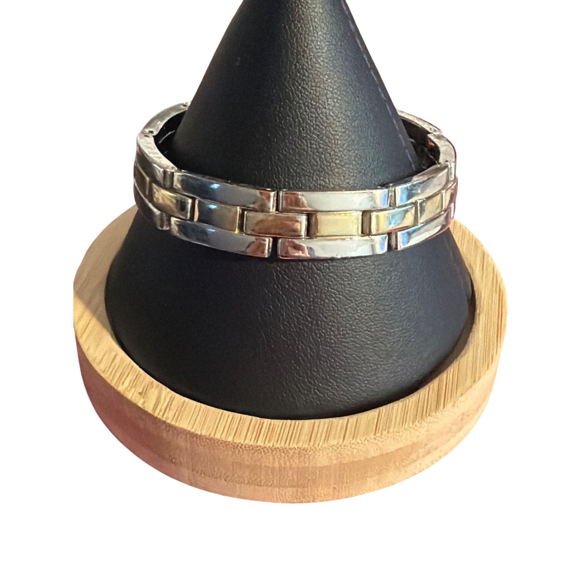 Other Silver Gold Tone Stainless Steel Link Bracelet Fold Over Cla Size ONE SIZE - 1 Thumbnail
