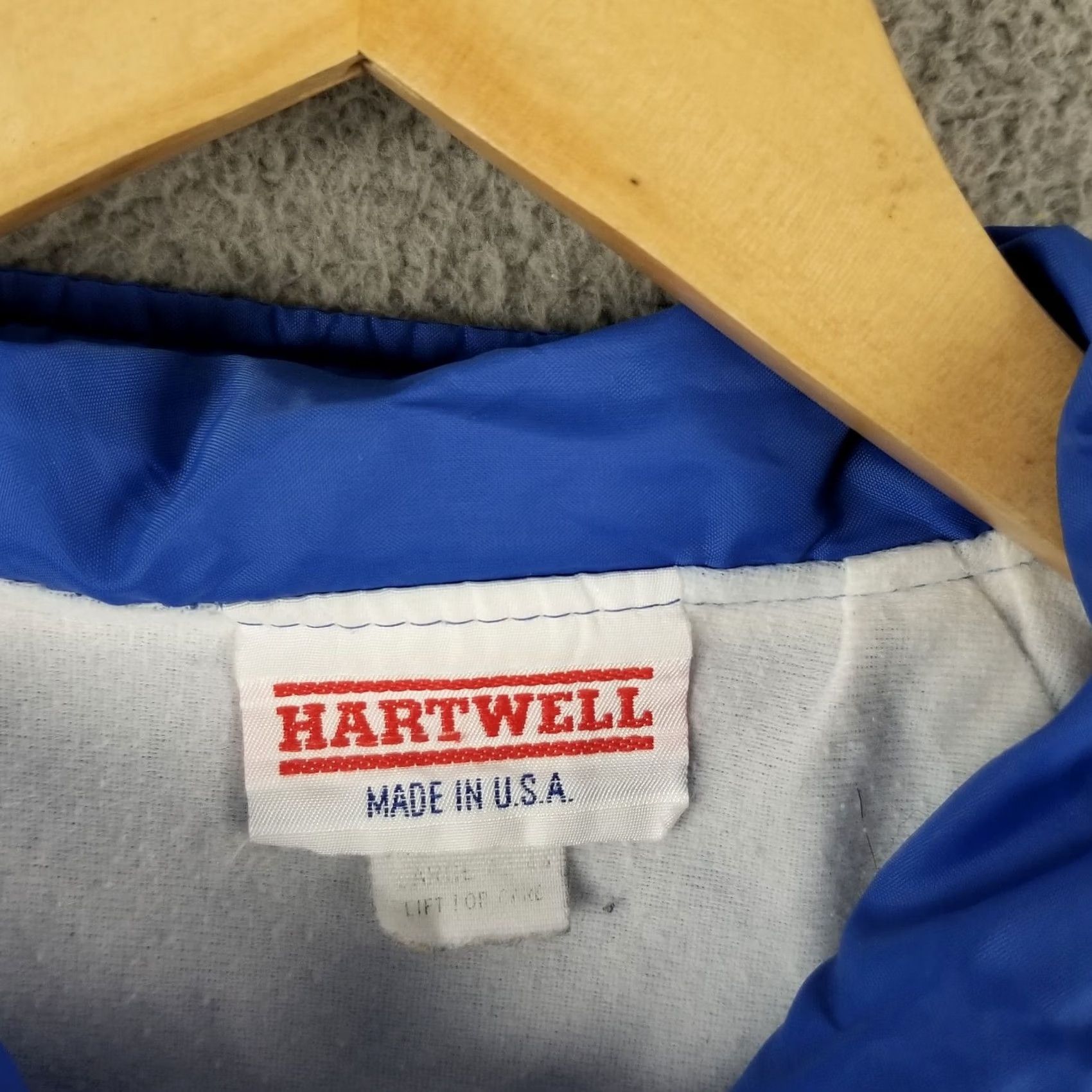 Vintage VINTAGE Hartwell Golden Boy Construction Satin Jacket Mens L Blue Bomber Jacket Size US L / EU 52-54 / 3 - 3 Thumbnail