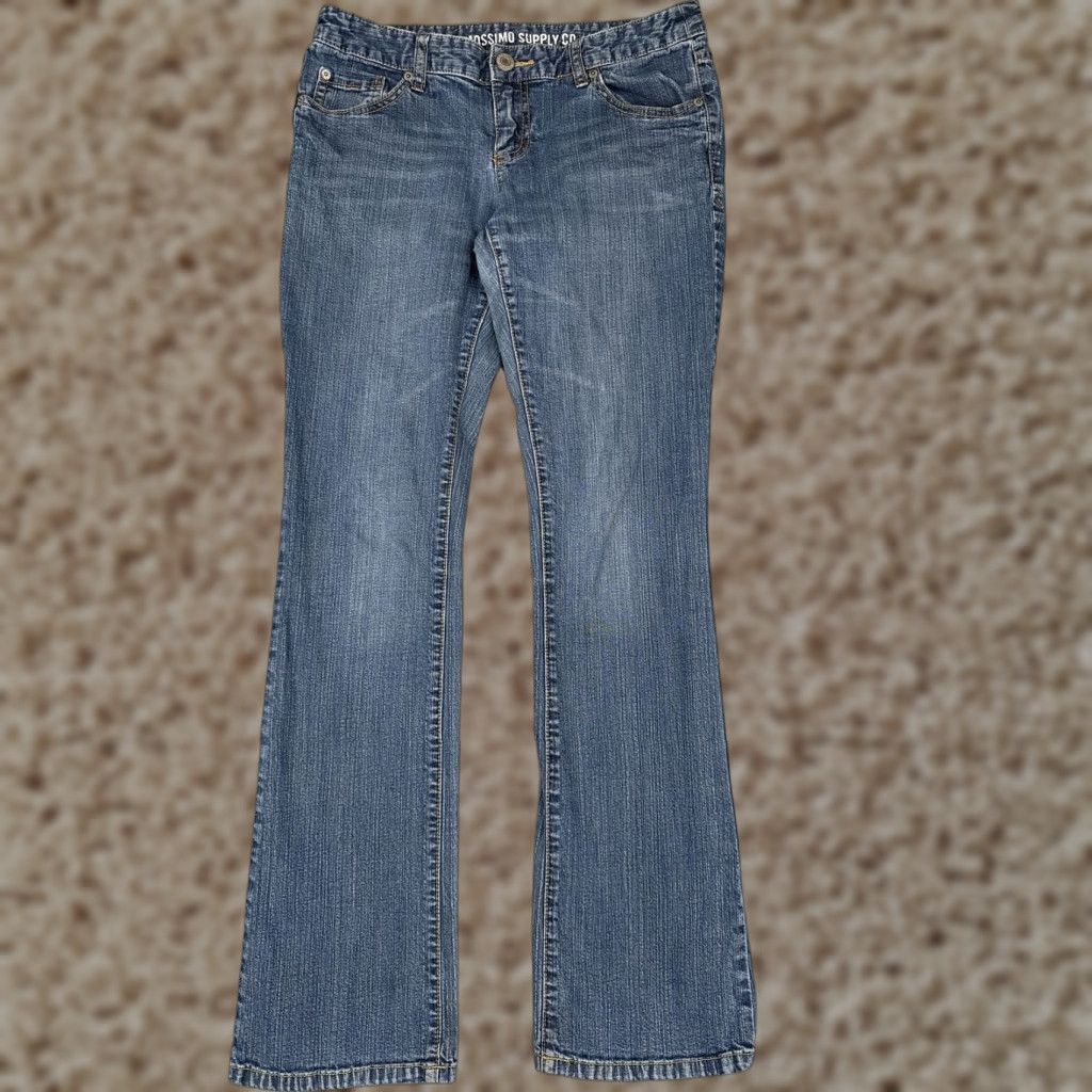 Mossimo Mossimo Supply Co Jeans Juniors 9R Blue Bootcut Stretch Denim Casual Low 30x31 Womens Jeans Bootcut 90s Bohemian Size 30" / US 8 / IT 44 - 1 Thumbnail