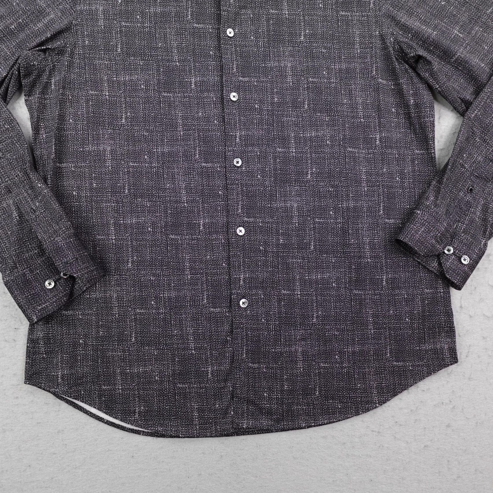 BUGATCHI Bugatchi Shirt Mens Large Black White OoohCotton Tech 8 Way Stretch Button Up Size US L / EU 52-54 / 3 - 3 Thumbnail