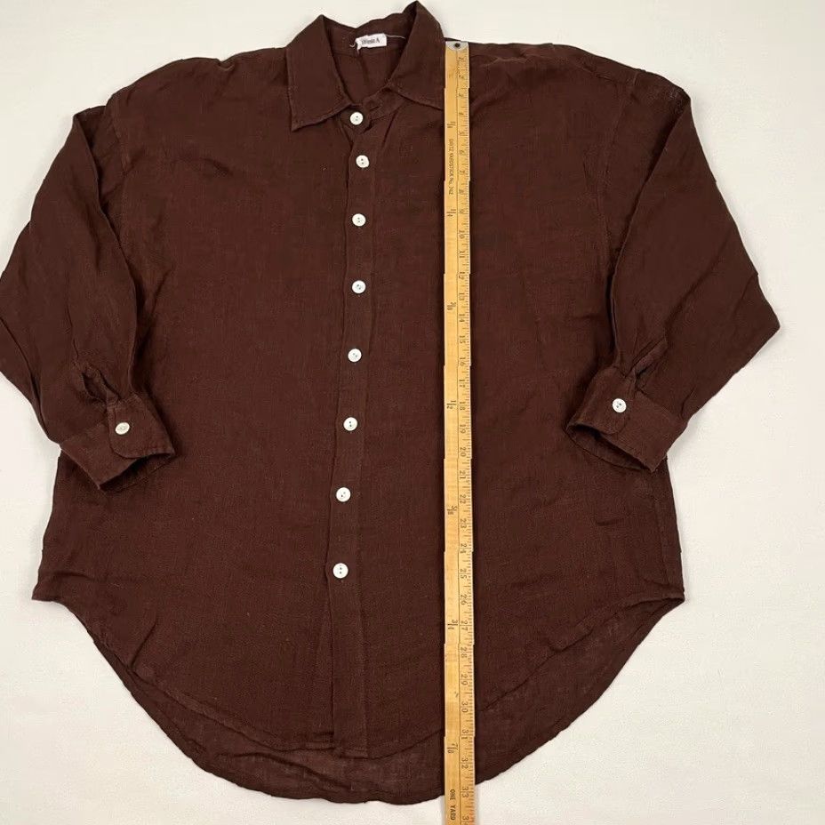Vintage Vitamin A Shirt Womens Large Oversized Brown Linen Coastal Coverup Boyfriend Top Size L / US 10 / IT 46 - 4 Thumbnail