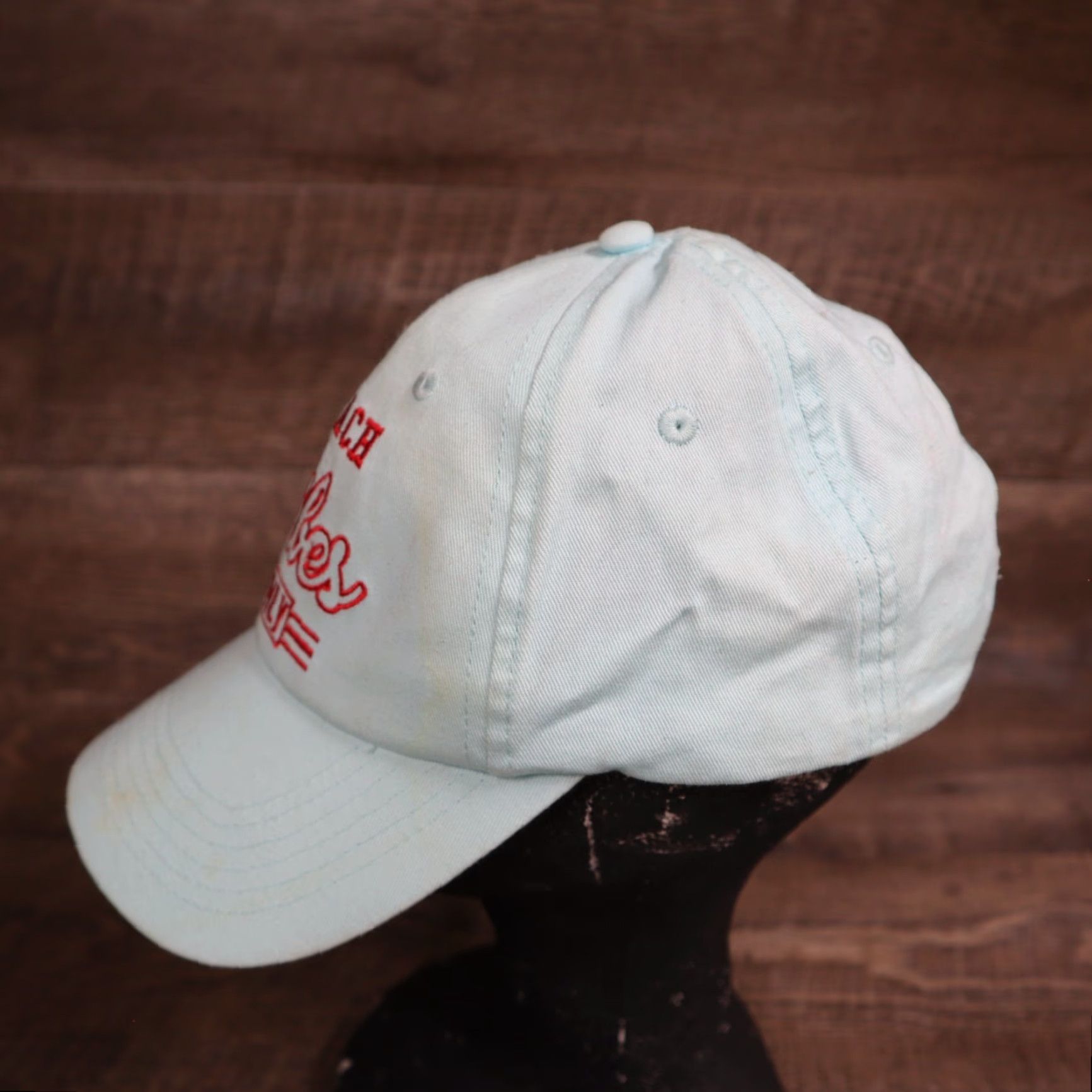 Vintage Beach Cap Womens Adjustable Lightweight Embroidered Baseball Cap Light Blue Red Embroider Size ONE SIZE - 5 Thumbnail