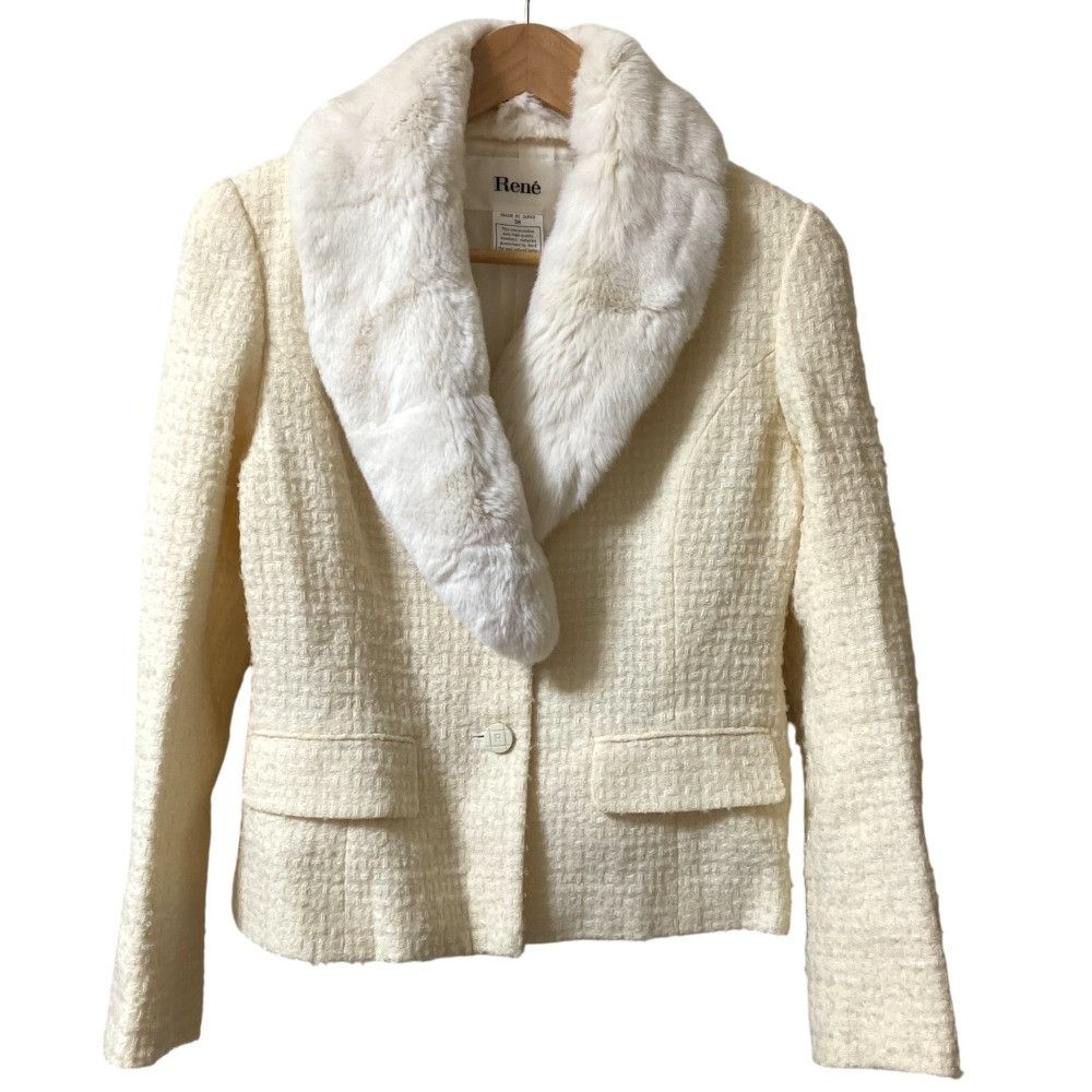 Other Other Rene TISSUE Rex Rabbit Tweed Jacket Fur Outerwear DUTY FREE for USA Size ONE SIZE - 1 Thumbnail