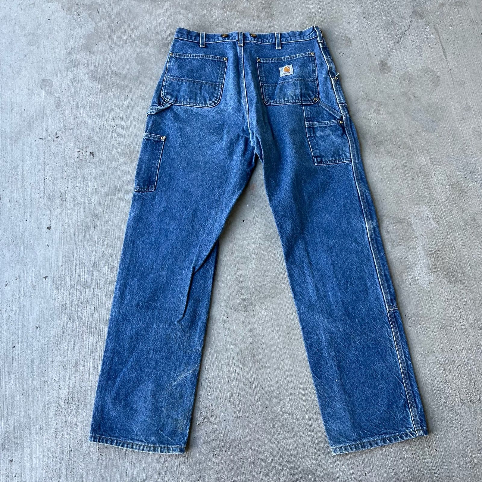 Carhartt × Vintage Carhartt faded denim blue jean double knee carpenter pants Size US 35 - 5 Thumbnail