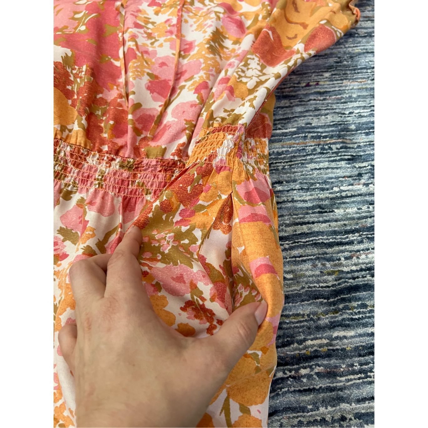 Other Talbots Dress Orange Pink Floral Print Cap Sleeve Cinched Wa Size L / US 10 / IT 46 - 8 Thumbnail