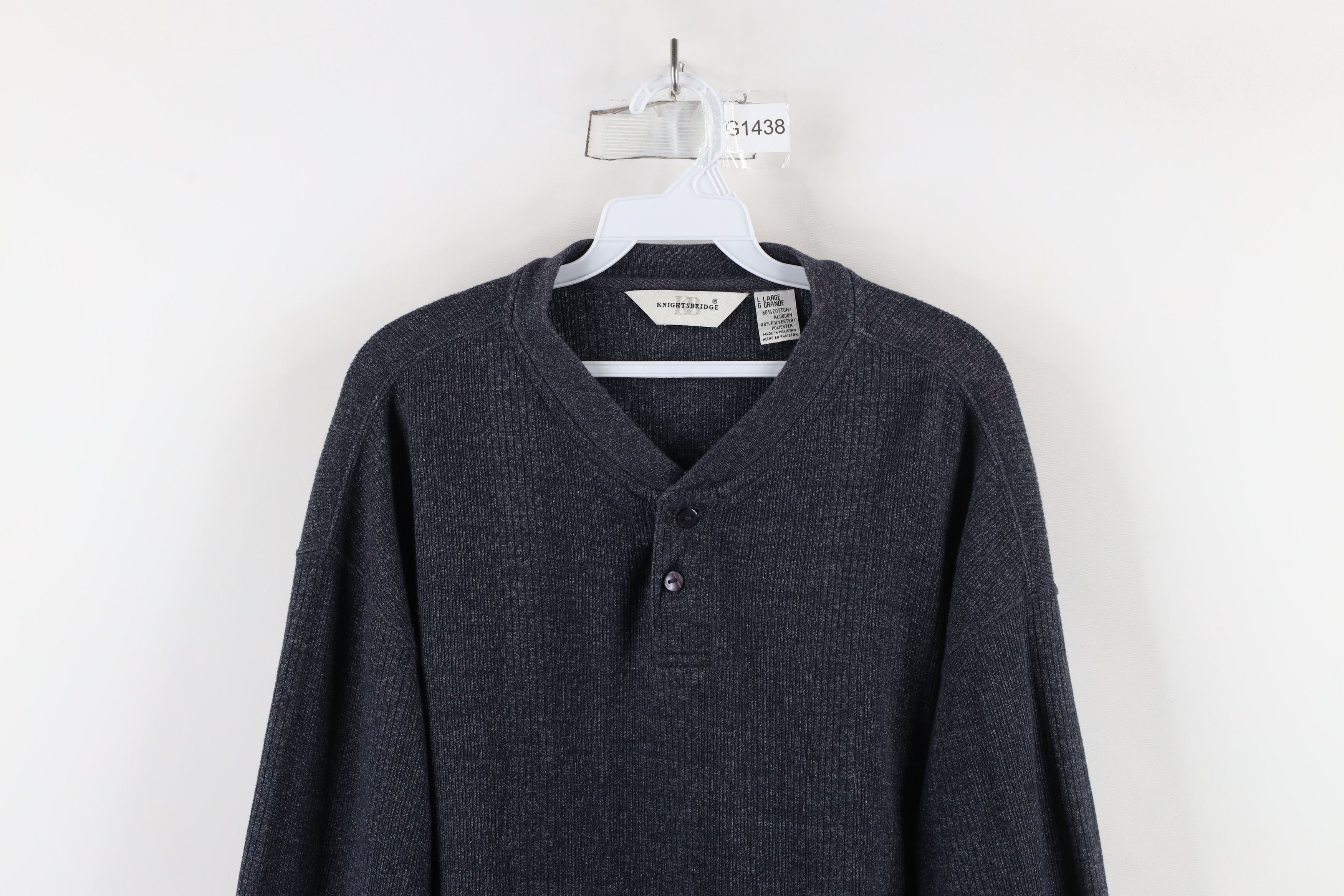 Vintage Vintage 90s Streetwear Knit Long Sleeve Henley T-Shirt Size US L / EU 52-54 / 3 - 2 Thumbnail