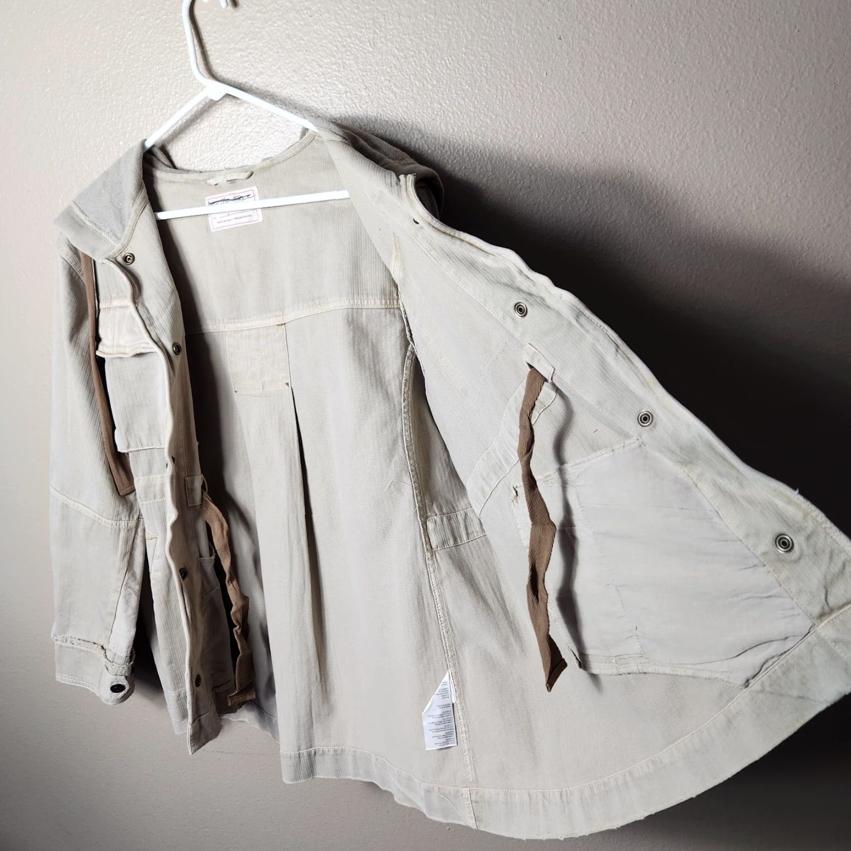 Free People We The Free Womens Tan Oversized Trapeze Military Utility Jacket S Hooded Pockets Snap Front Drawstring Hood Unlined Casual Vintage No NWOT Size S / US 4 / IT 40 - 6 Thumbnail
