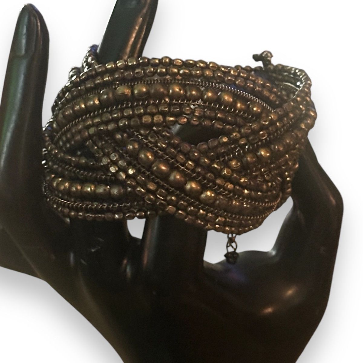 Other Vintage chunky braided bronze bead bracelet Size ONE SIZE - 2 Thumbnail