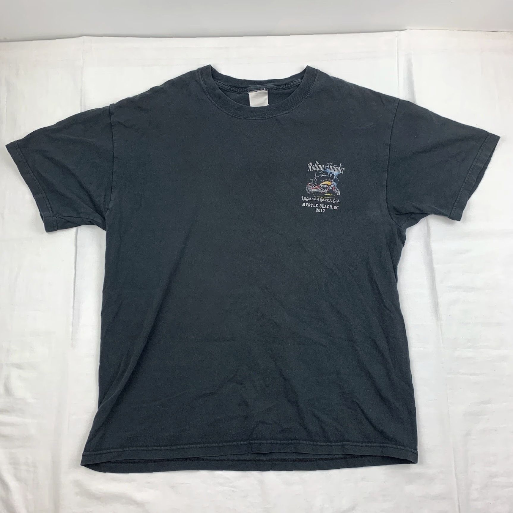 Harley Davidson VINTAGE Harley-Davidson Rolling Thunder Myrtle Beach T Shirt Adult Large Black Motorcycle Biker 2012 Mens L Black Short Sleeve Crew Neck T-Shirt Size US L / EU 52-54 / 3 - 4 Thumbnail