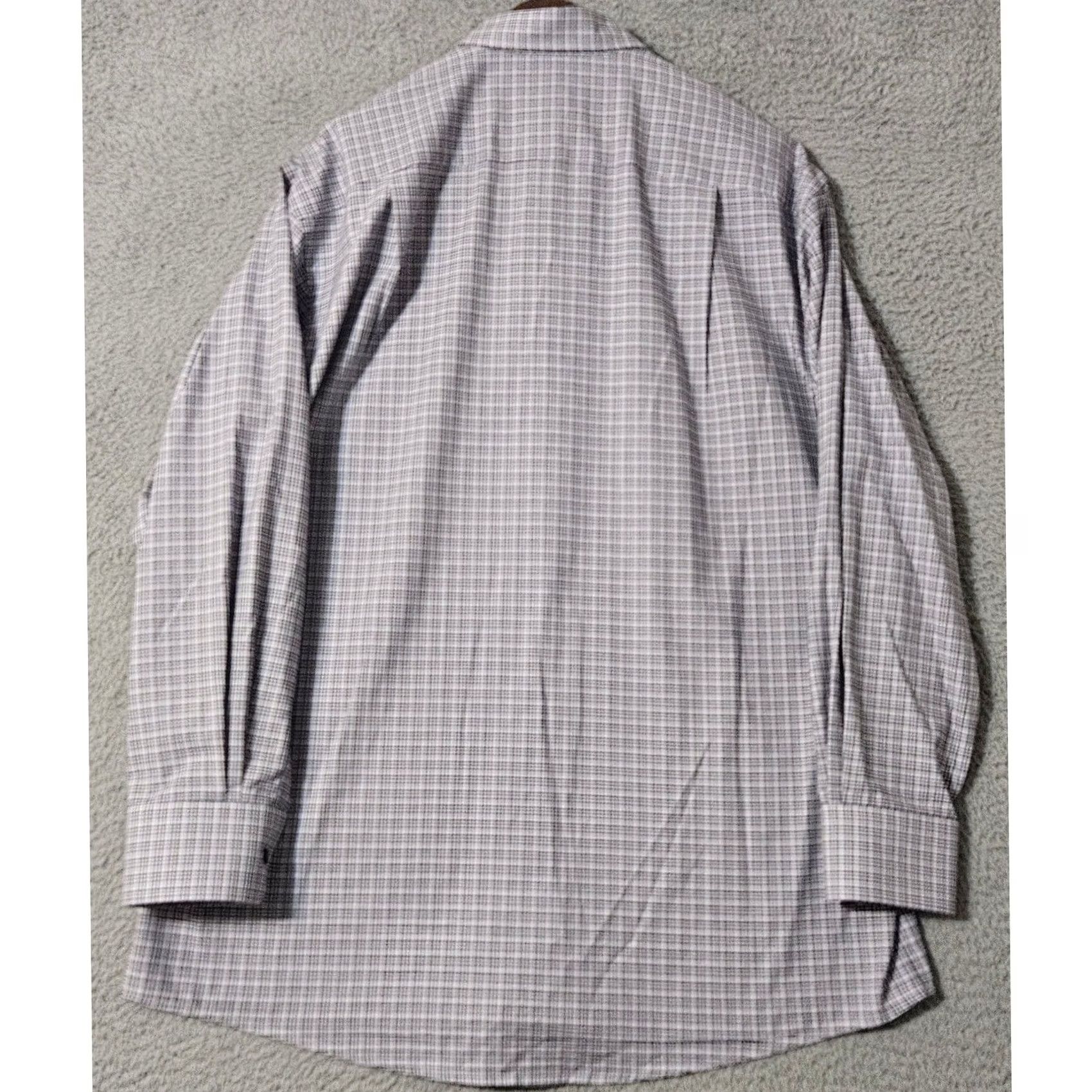 Eton Eton Shirt Mens Large 16.5-42 Purple Plaid Long Sleeve Cotton Shirt Size 42R - 3 Thumbnail