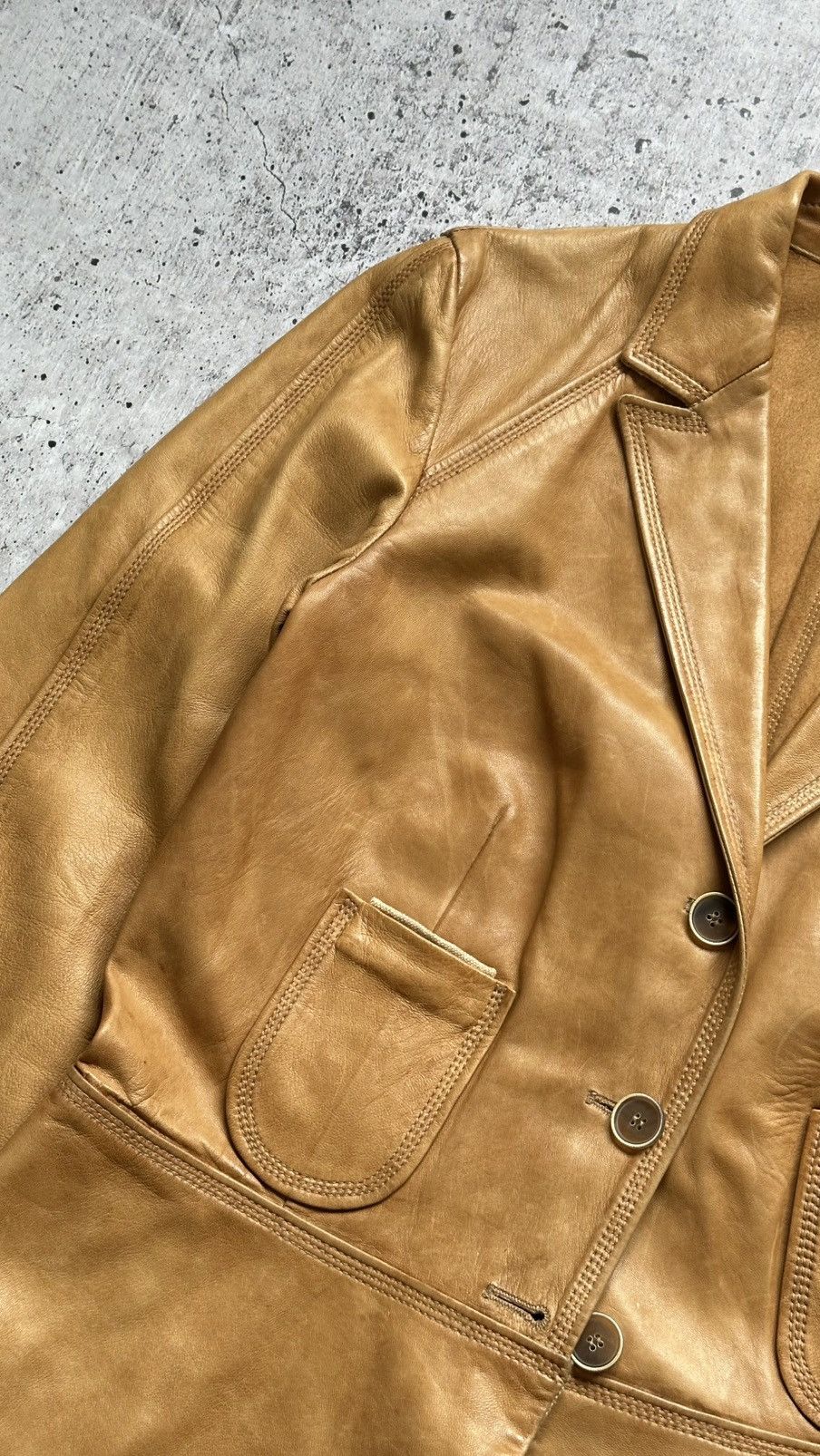 Brunello Cucinelli Women's Brunello Cucinelli Vintage Leather Blazer Jacket Size M / US 6-8 / IT 42-44 - 11 Thumbnail