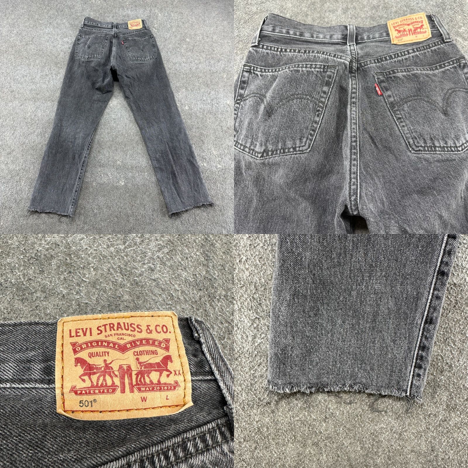 Levi's VINTAGE Levi's 501 Jeans Womens 26x25 Black Straight Regular Dark Wash Button Fly Cotton Jeans Women Size 26" / US 2 / IT 38 - 8 Thumbnail