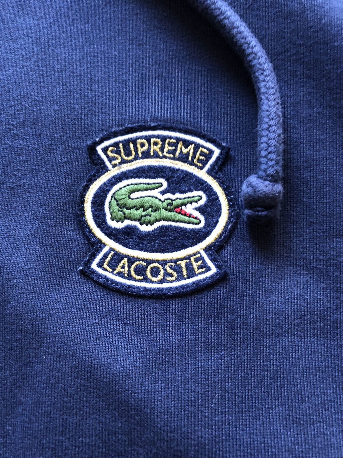 Lacoste × Supreme rare streetwear Supreme Lacoste Hooded Sweatshirt navy Size US M / EU 48-50 / 2 - 3 Thumbnail