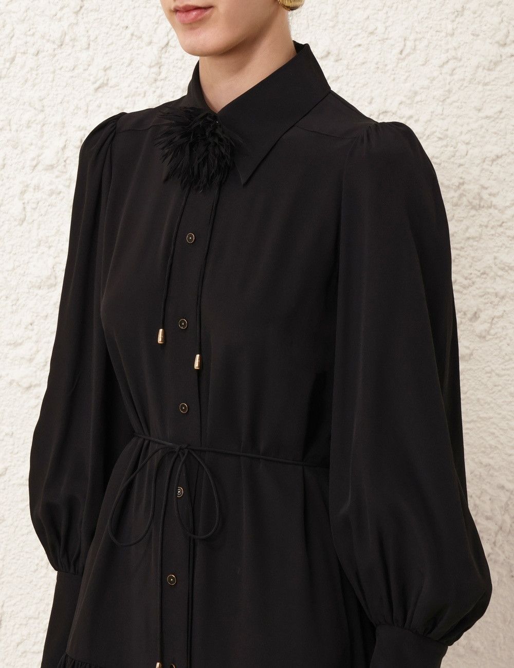 oc11z0825 Shirt Mini Dress in Black