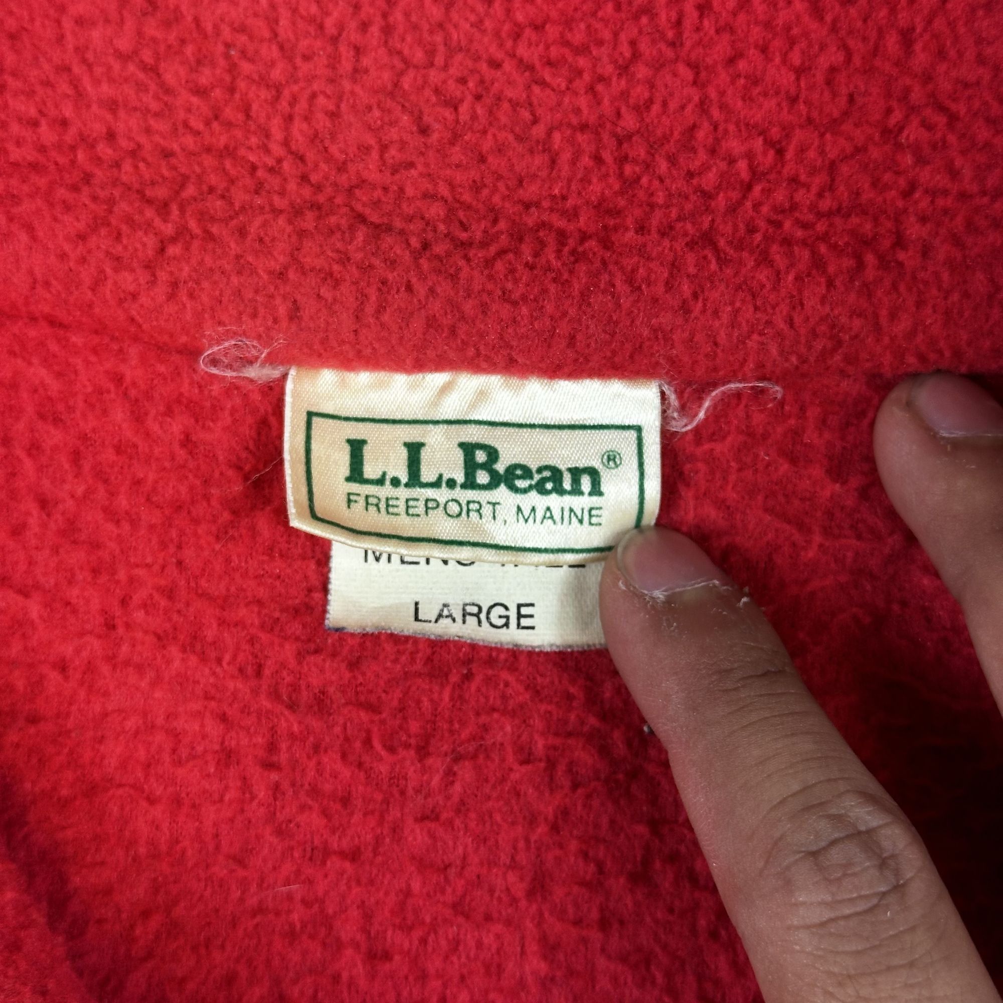 L.L. Bean Vintage L.L. Bean Mens Red Fleece Pullover With Blue Trim La Size US L / EU 52-54 / 3 - 3 Thumbnail