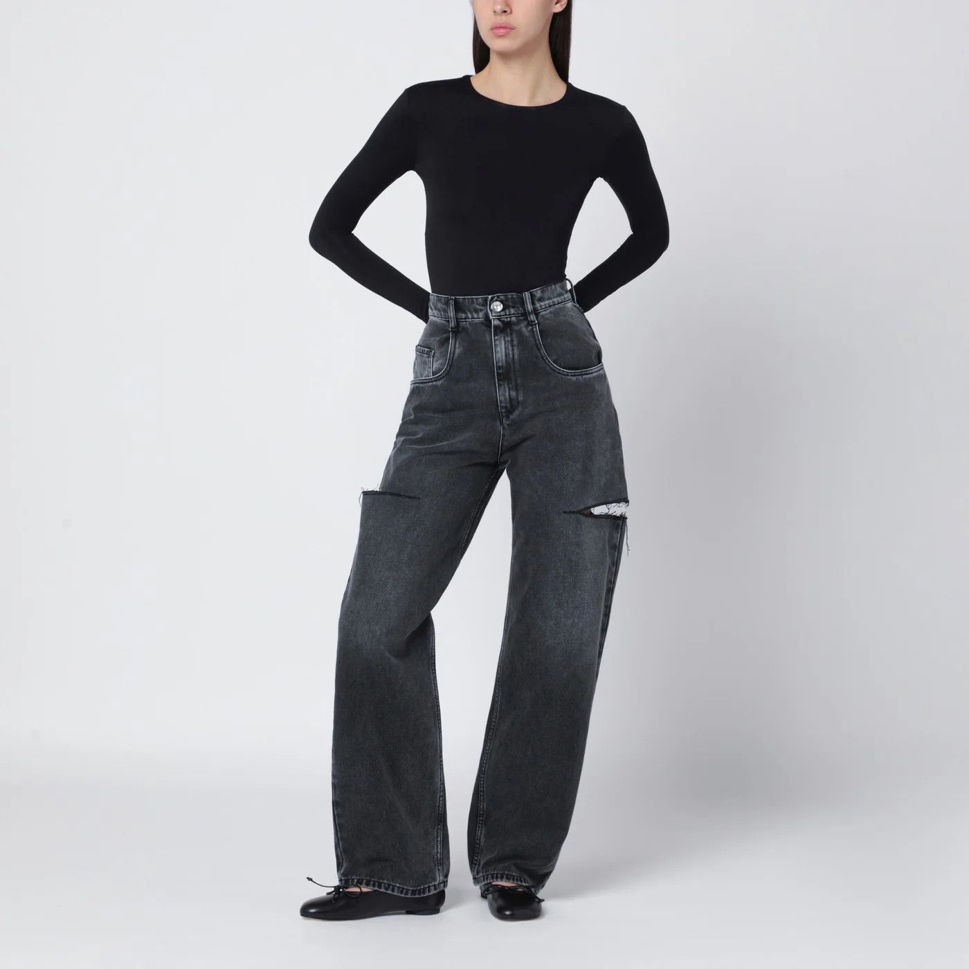 Maison Margiela o1d2blof0426 Side Rips Jeans in Black Size 27" / US 4 / IT 40 - 2 Thumbnail