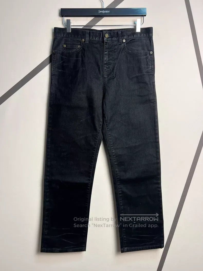 Saint Laurent Paris Saint Laurent Paris Black Flocked Rubber Brushed Straight Size US 29 - 1 Thumbnail