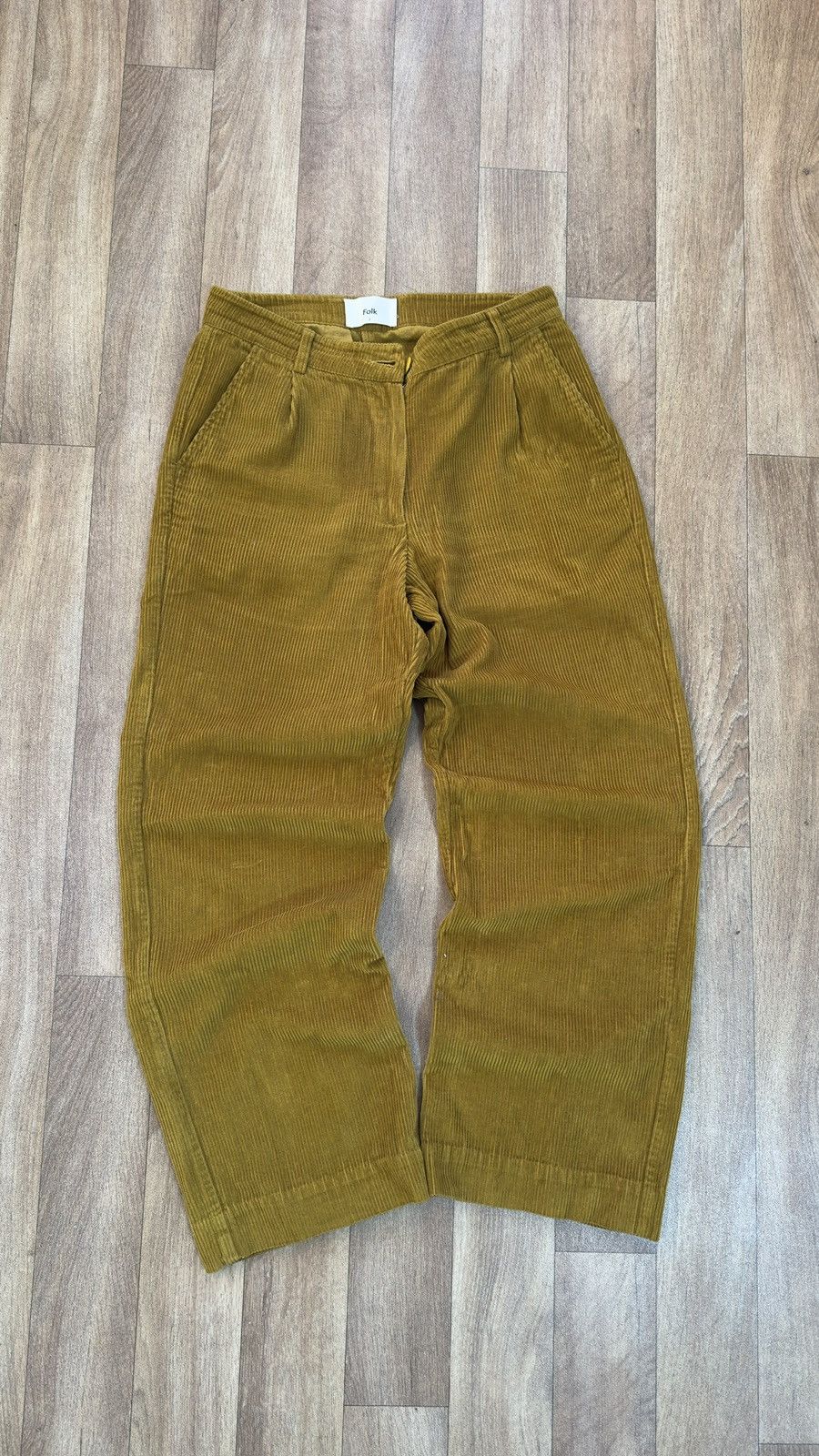 Folk Folk Mustard Yellow Corduroy Trousers Pants Pleated Wide Leg Size US 32 / EU 48 - 3 Thumbnail