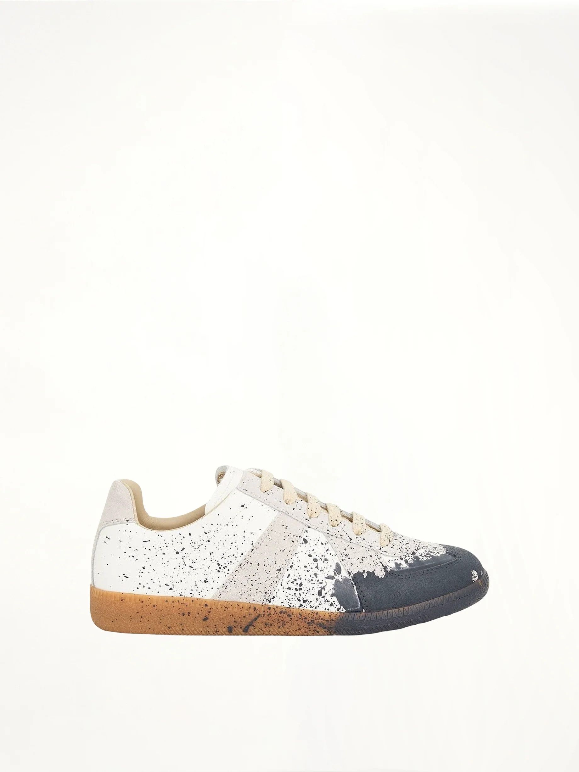 Maison Margiela o1w1db11225 Replica Paint Splatter Sneakers in White/Pewter Size US 9 / IT 39 - 1 Thumbnail