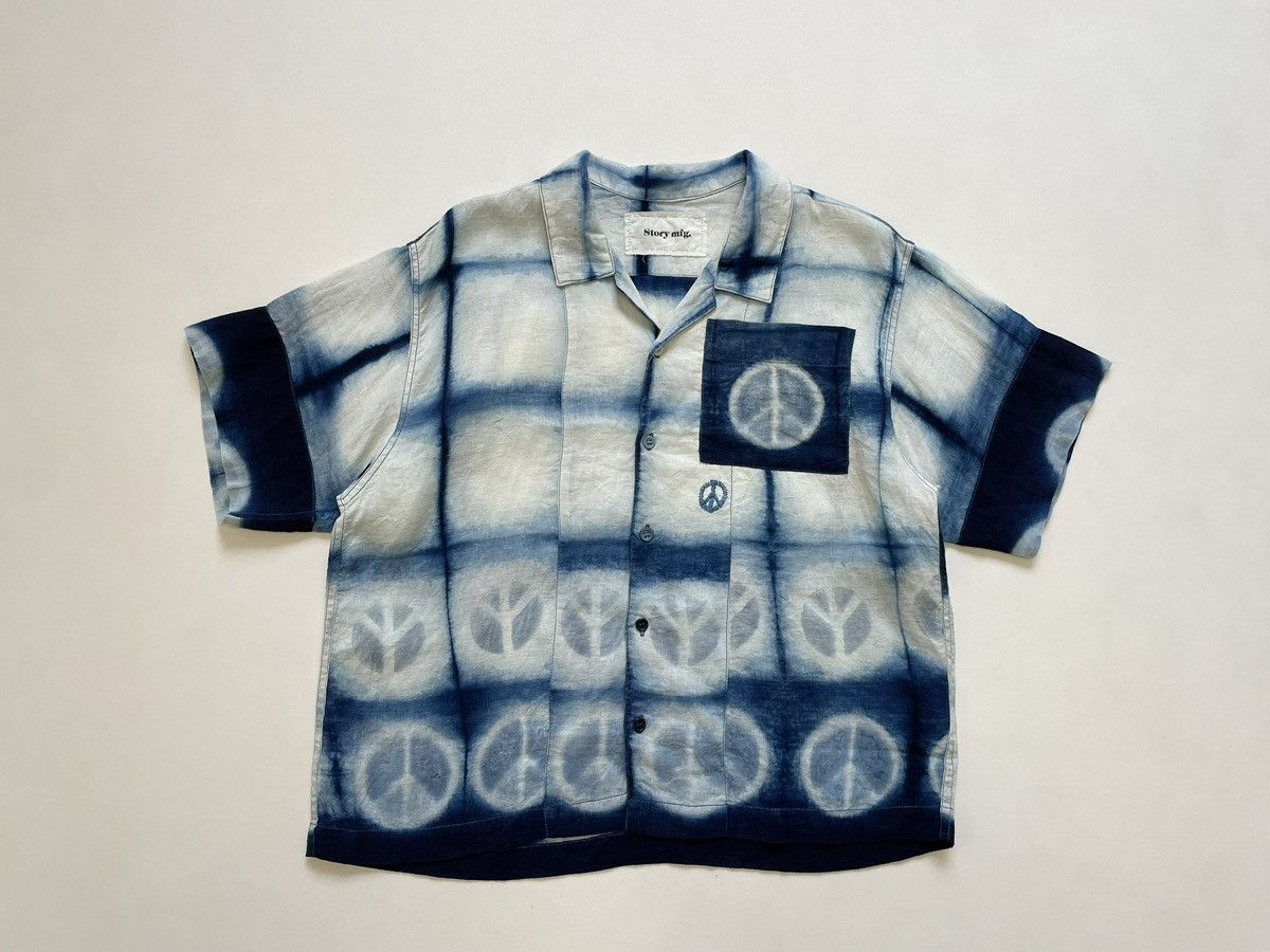 Story Mfg. Blue/White ‘Peace Tie Dye’ Print Shirt Size US M / EU 48-50 / 2 - 2 Thumbnail