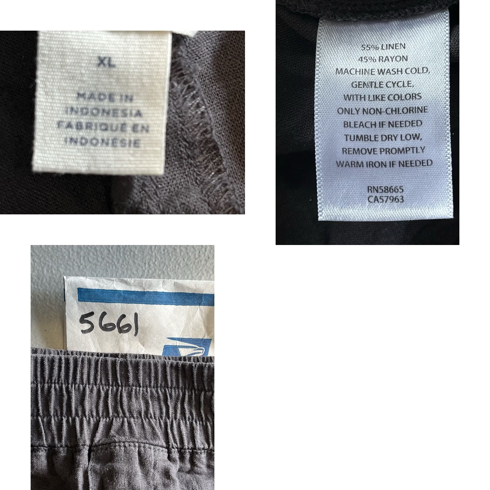 Vintage Caslon Women's XL Gray Linen Blend Pull-On Pants Elastic Waist Pockets Casual Travel Size 40" / US 18 - 8 Thumbnail