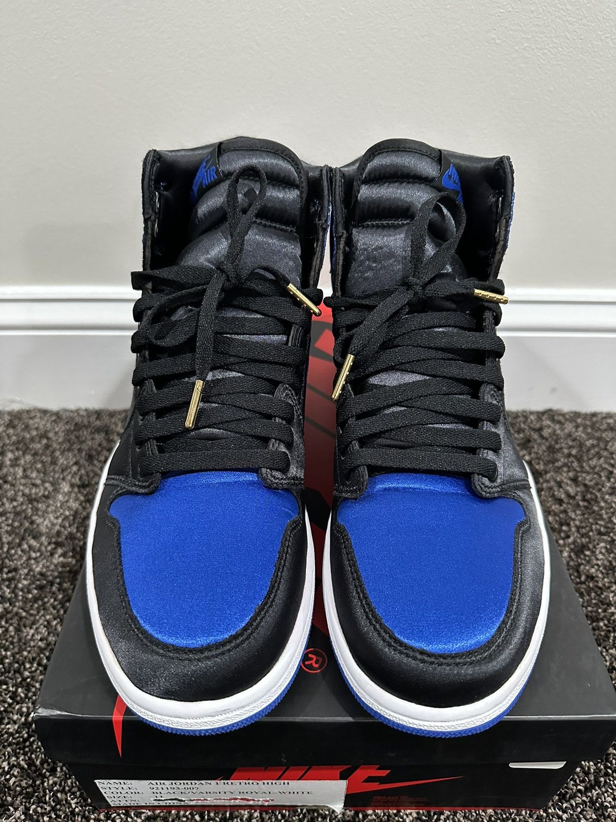 Jordan Brand Air Jordan 1 Retro High EP Satin Royal Promo Sample Sneakers Size US 11 / EU 44 - 3 Thumbnail