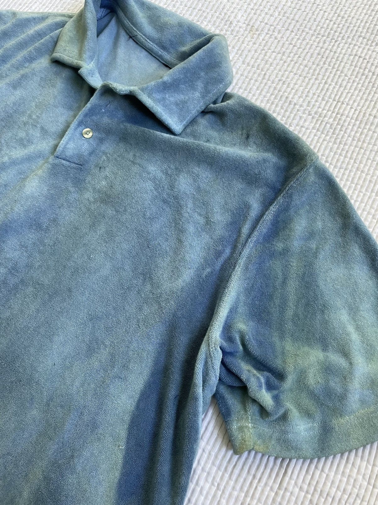 Indigo Indigo Schloppy Dyed Sun Faded Terry Cloth Polo Size US L / EU 52-54 / 3 - 2 Thumbnail