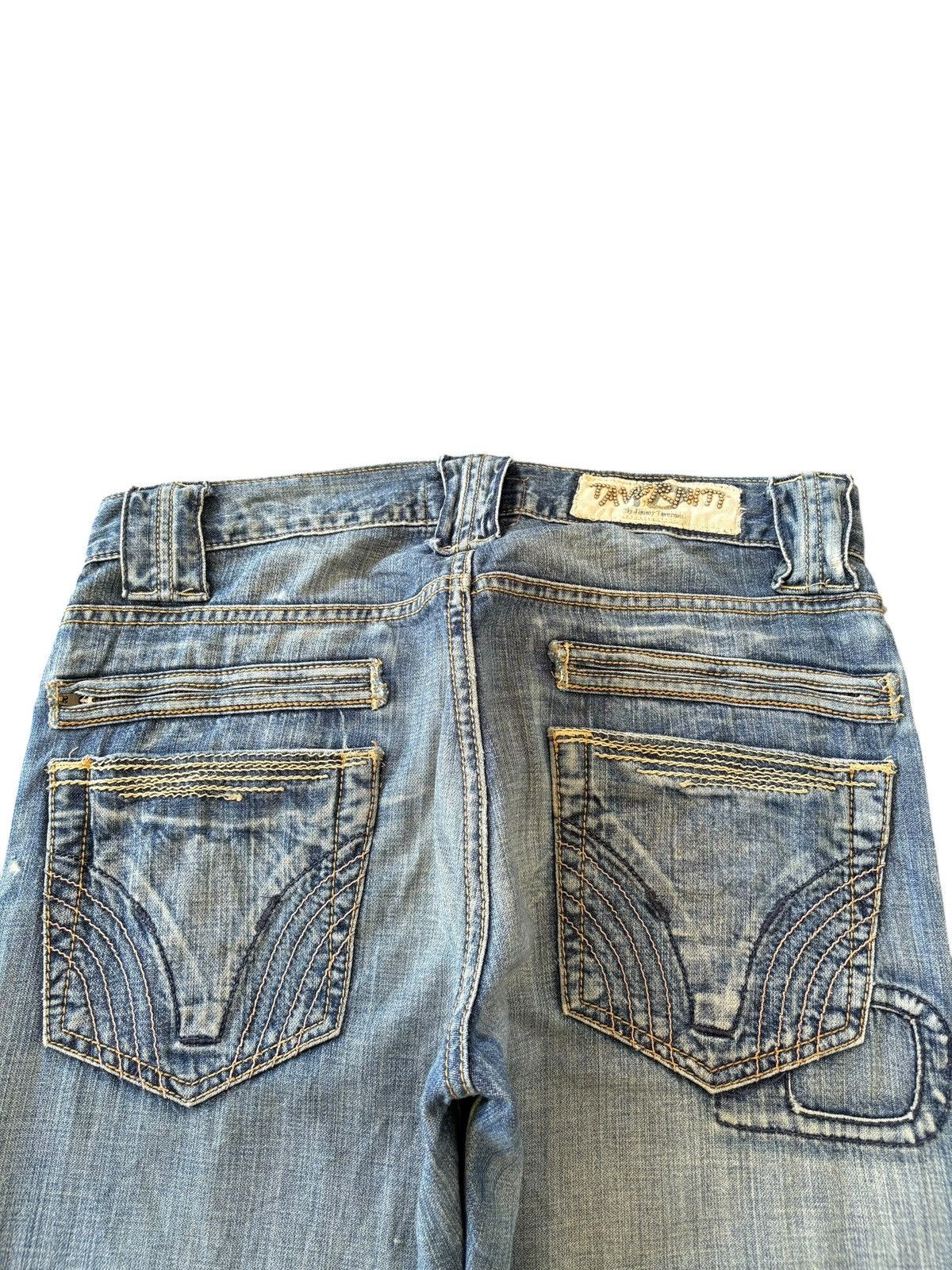 Taverniti Vintage Tavernity Sacha Mud Wash Distress Flare Jeans Size 33" - 4 Thumbnail