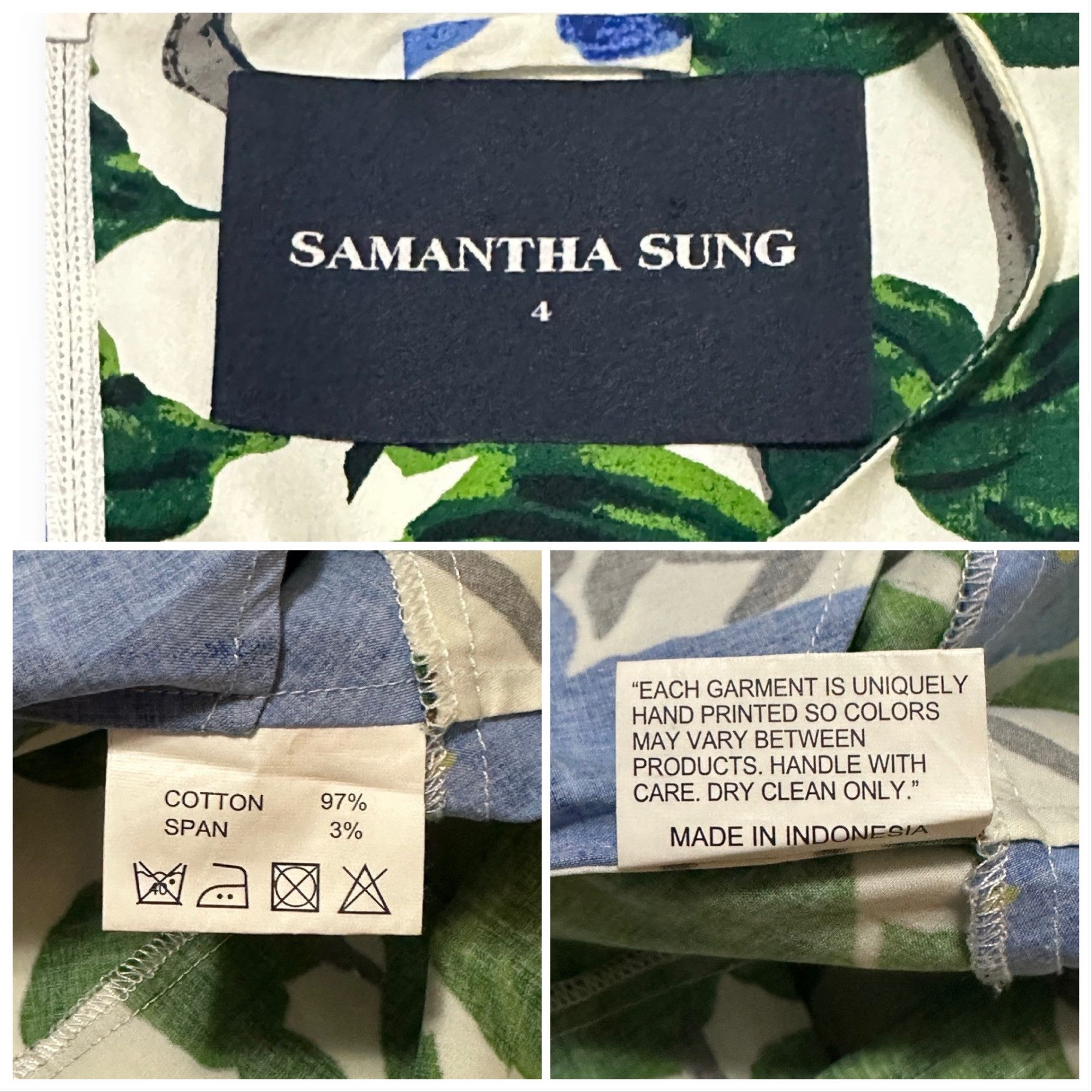 Samantha Sung Samantha Sung Rachel A-Line Dress, Blue, Green floral print, Size S / US 4 / IT 40 - 6 Thumbnail