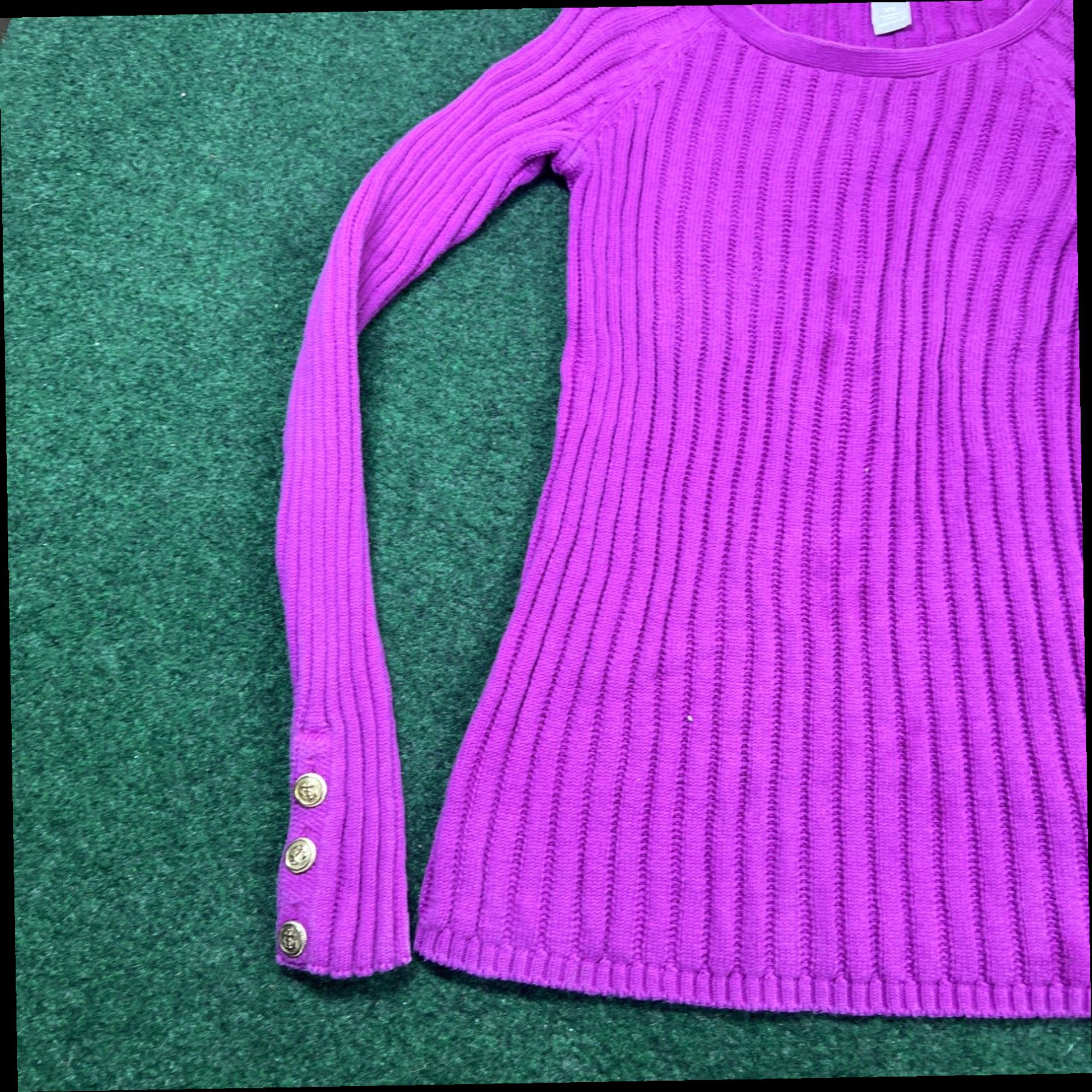 Banana Republic Banana Republic Sweater Pullover Cotton Size XS Cable Knit Ribbed Purple Size XS / US 0-2 / IT 36-38 - 2 Thumbnail