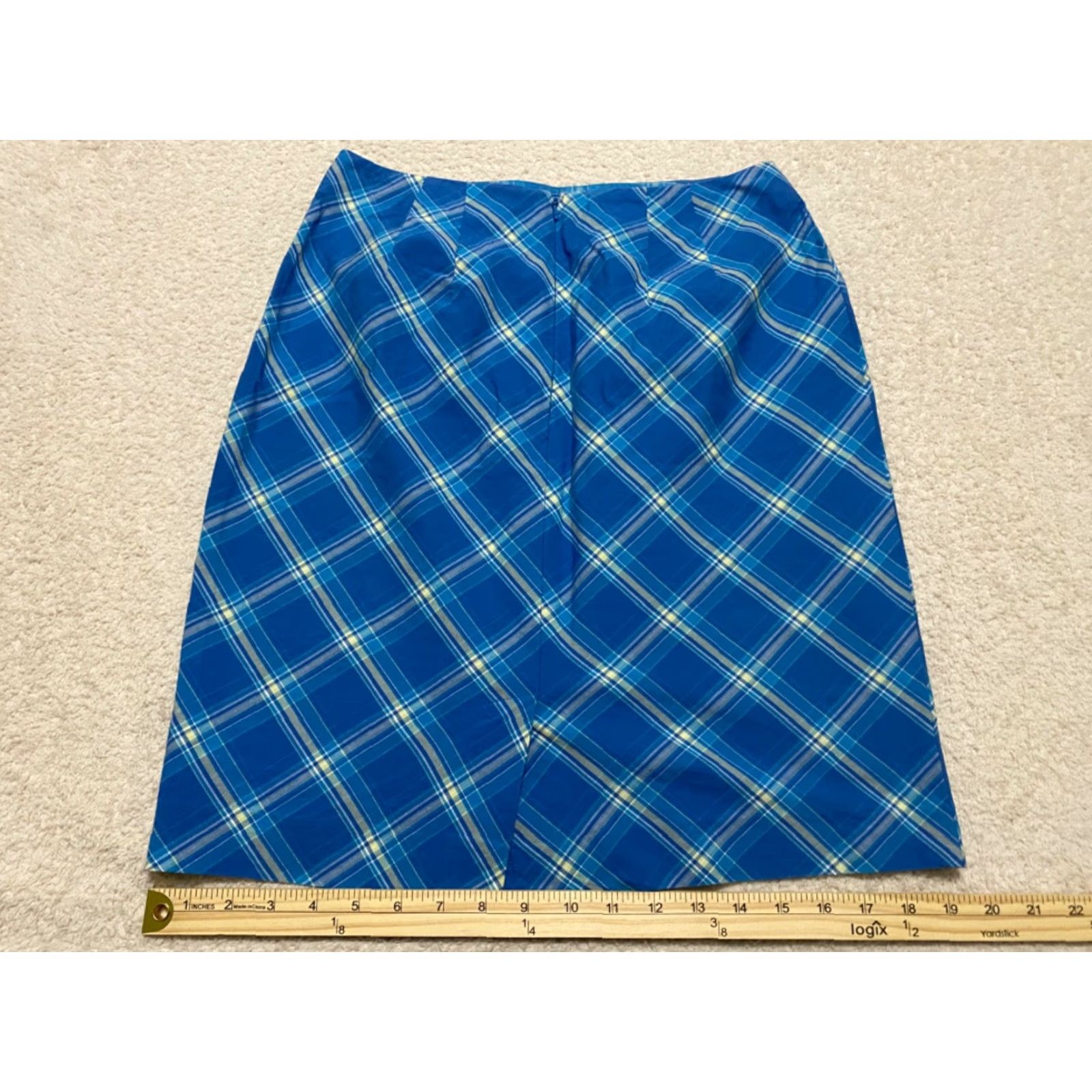 Talbots Talbots Skirt Womens 6 Pencil Straight Office Work Plaid Check Blue Cotton Career Casual Size 28" / US 6 / IT 42 - 5 Thumbnail