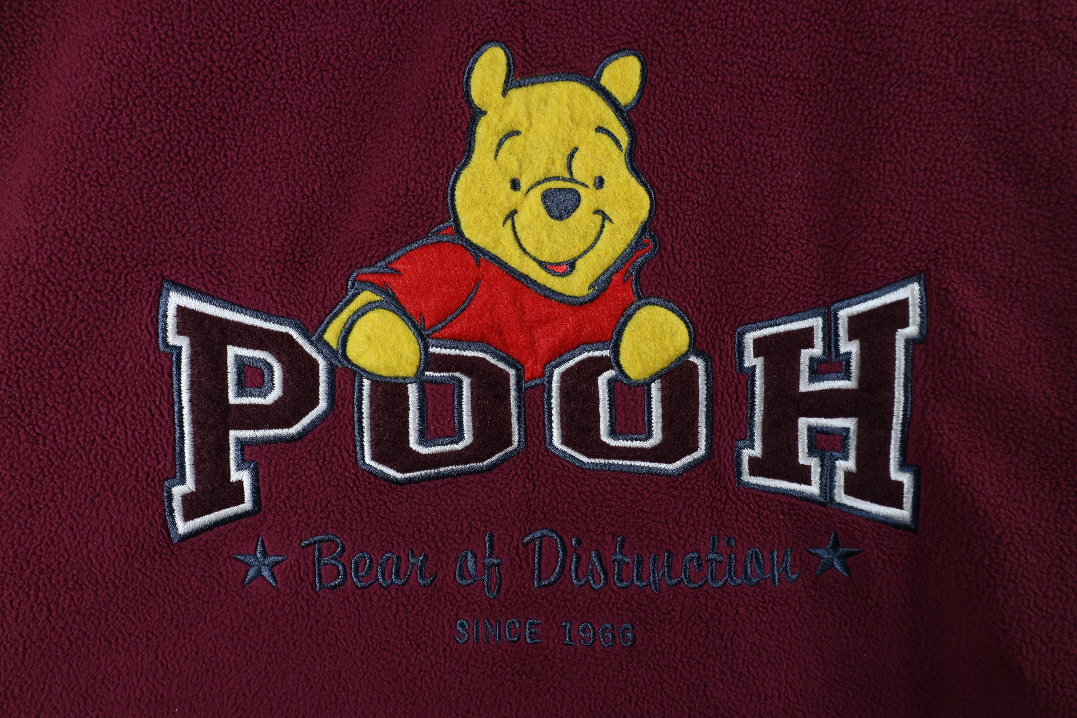 Disney × Vintage Vintage 90s Disney Winnie the Pooh Fleece Sweatshirt Maroon Size XXL / US 16-18 / IT 52-54 - 4 Thumbnail